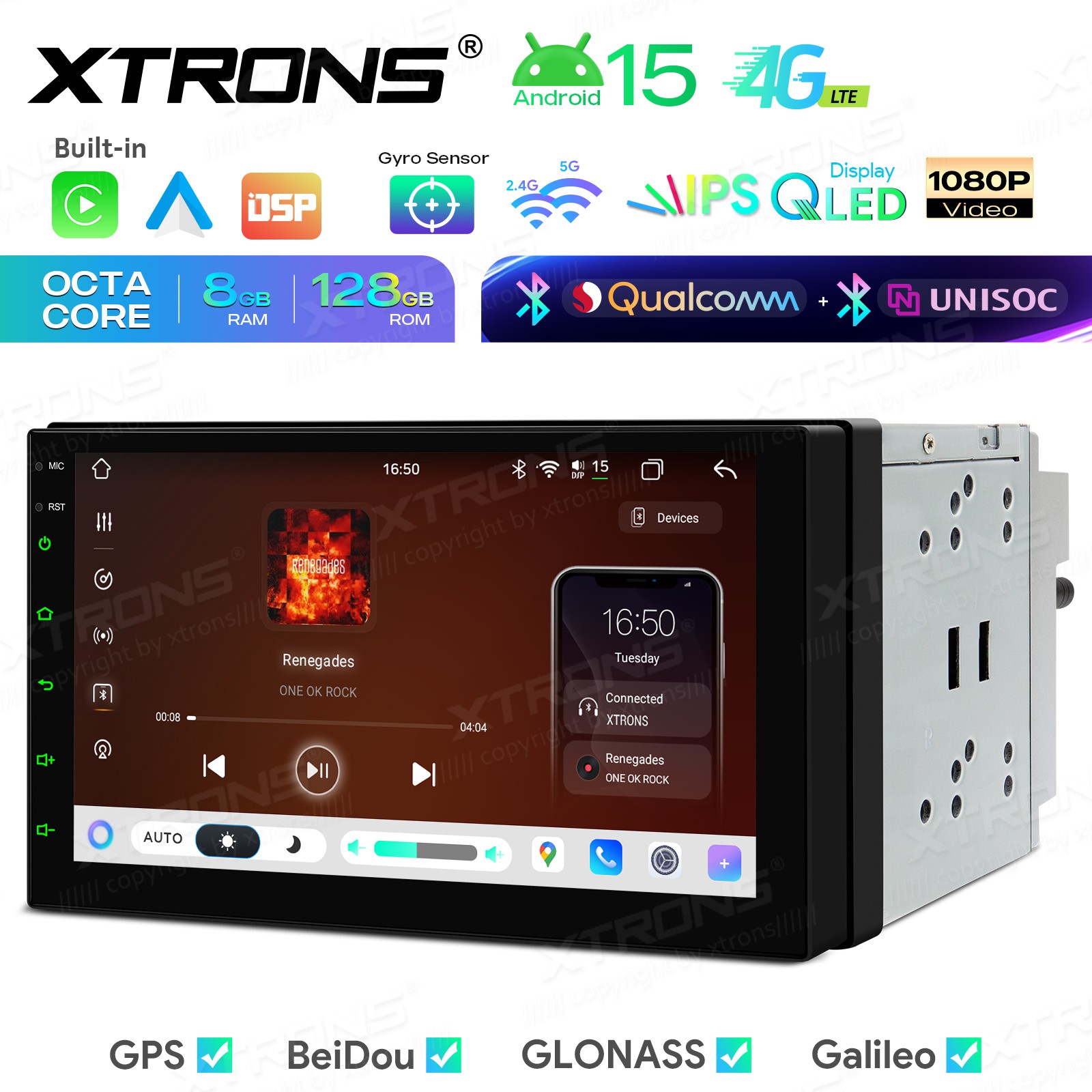 Wireless CarPlay Android Auto Car Radio 7 inch Double Din Stereo GPS Navigation