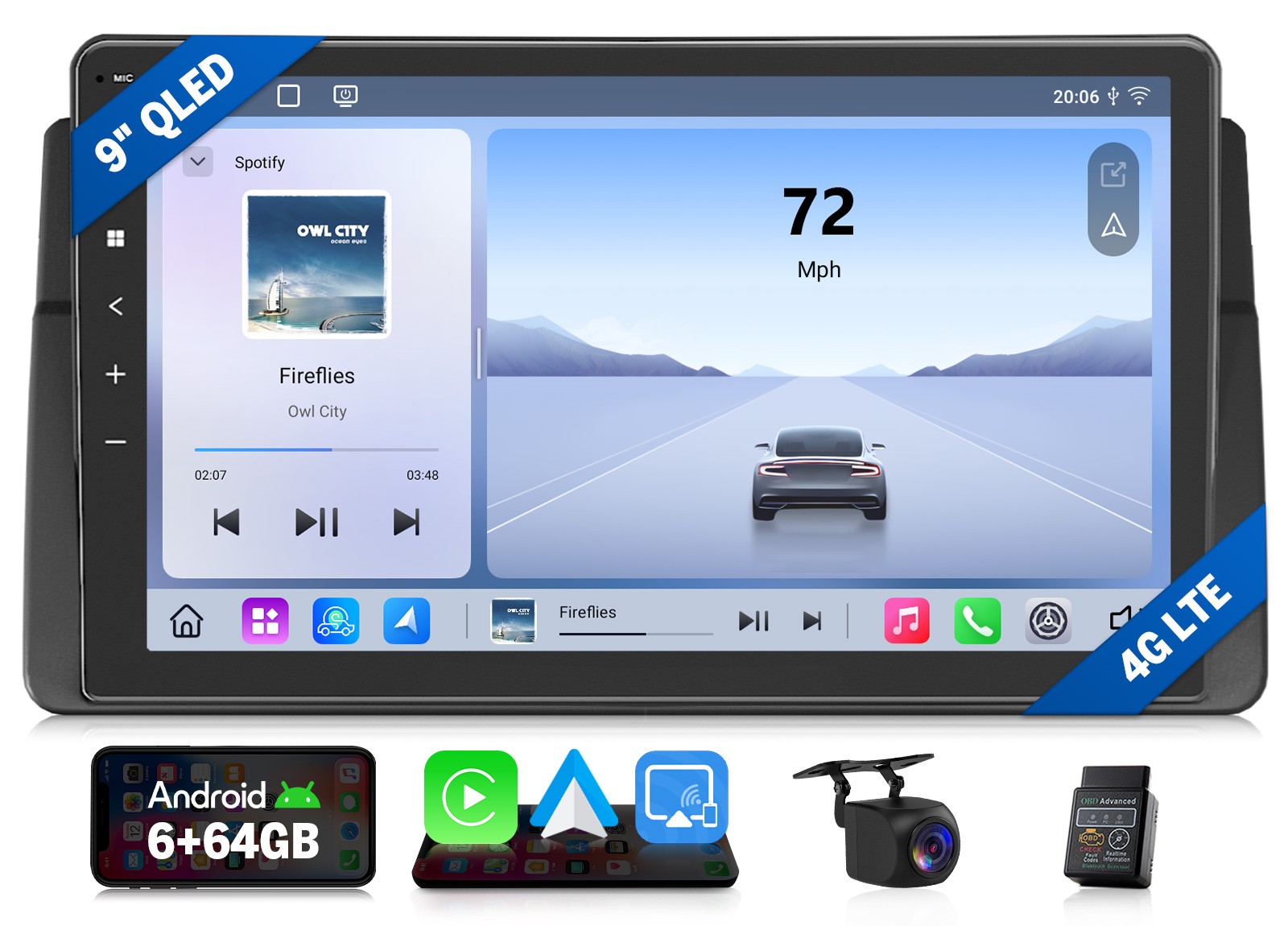 9″Android Auto QLED 6+64 Car Radio Wireless CarPlay DSP for BMW E46 325i 330i M3