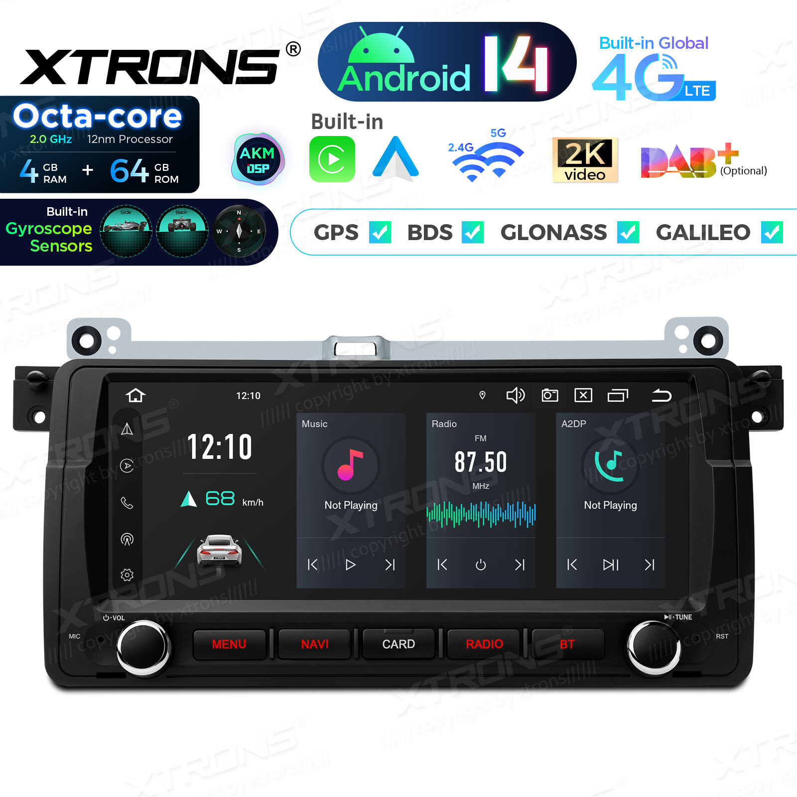 8.8″ HD Screen Android 14 8Core Car Play Radio GPS Stereo 4G For BMW 3er E46 M3