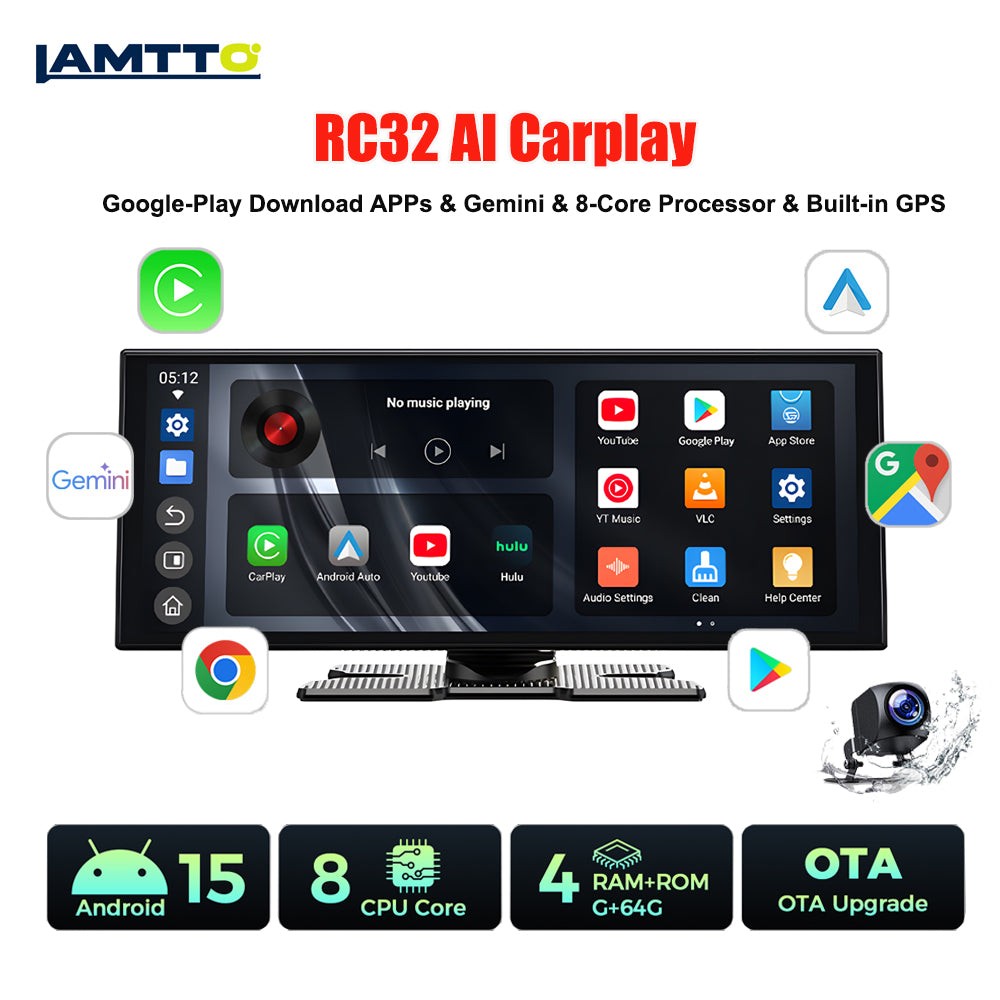 11″ AI CarPlay Screen with Google-Play Download APPs & Gemini, Wireless Car Play