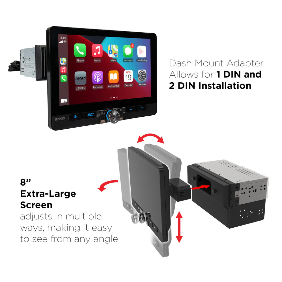 Jensen CAR813 Single-DIN Bluetooth Digital Multimedia Receiver w/ 8″ Touchscreen