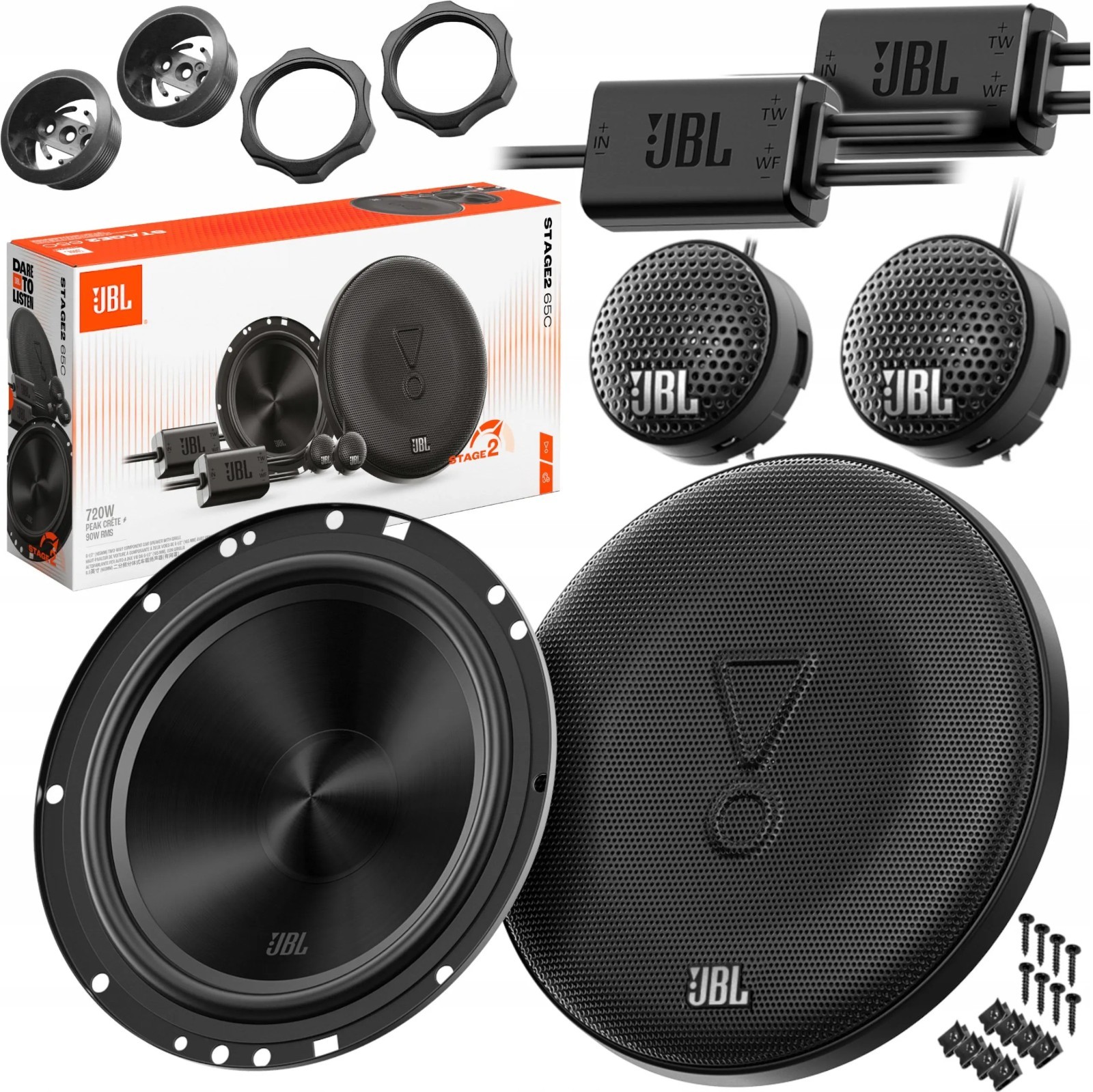 JBL Bluetooth FM MP3 Car Stereo | 6.5″ JBL Stage265C Component Speakers 720W