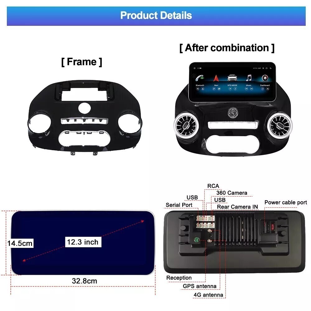 12.3″ Car Radio For Benz Vito Metris 2014-2020 2+32GB Carplay GPS Navigation