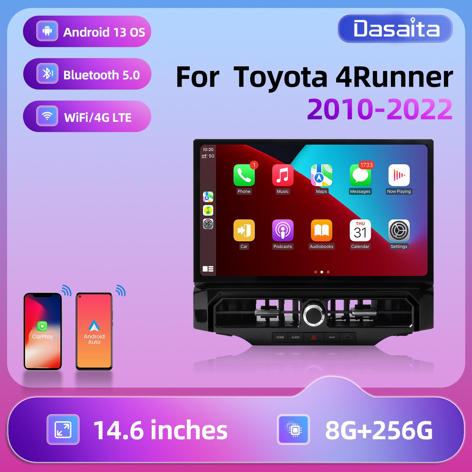 Firstnav T13 Car Stereo for Toyota 4Runner 2010-2023 CarPlay QLED 14.6″ BT 5.0