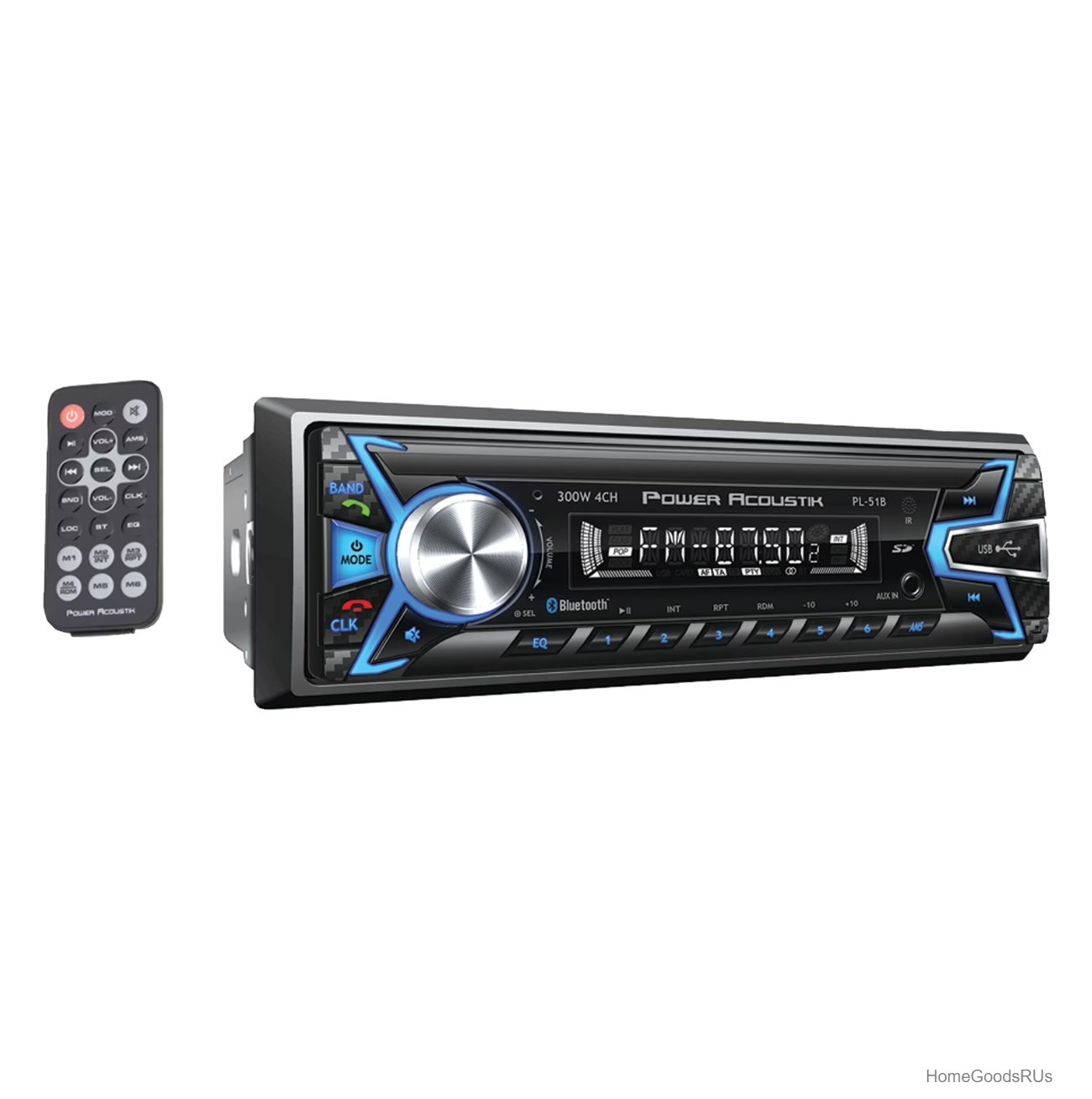 Car Bluetooth Receiver Stereo Single Din USB SD Card Aux Input 300W Amplifier