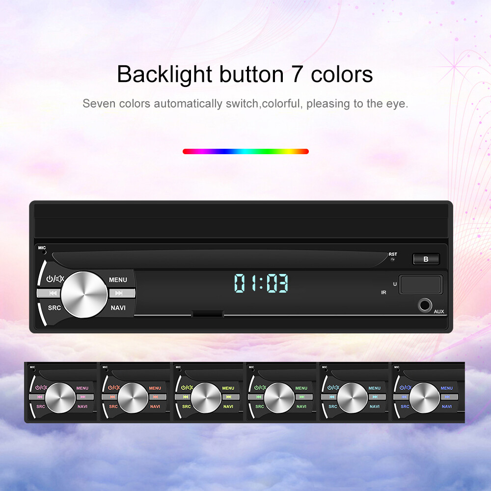 7″ Single 1Din 2+64G Android 15 Carplay Flip Out Car Stereo Radio WiFi Navi Cam