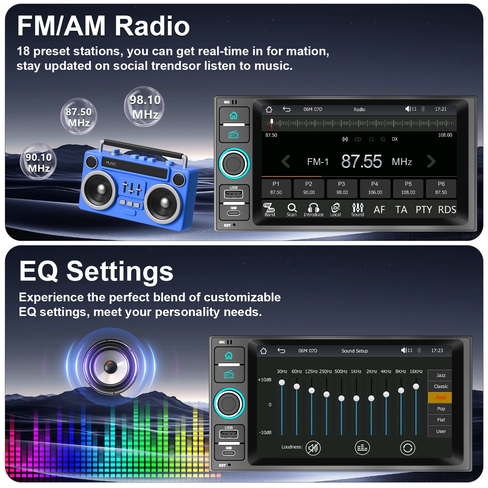 Car Stereo BT AM FM Radio Wireless Carplay Navi For Nissan Juke Micra 2015-2017