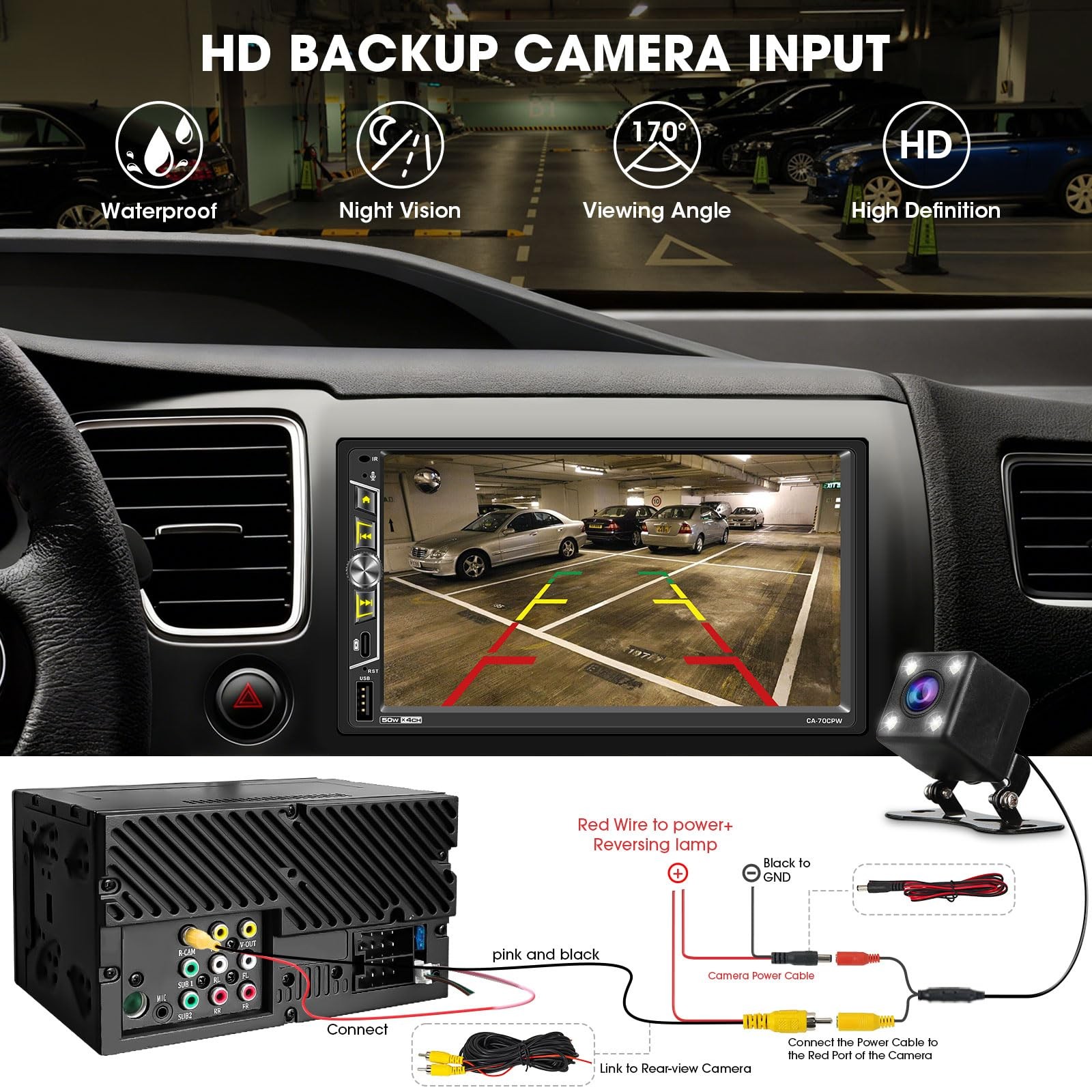 7″ Double Din Carplay Stereo: Wireless Android Auto Car Radio Receiver -…