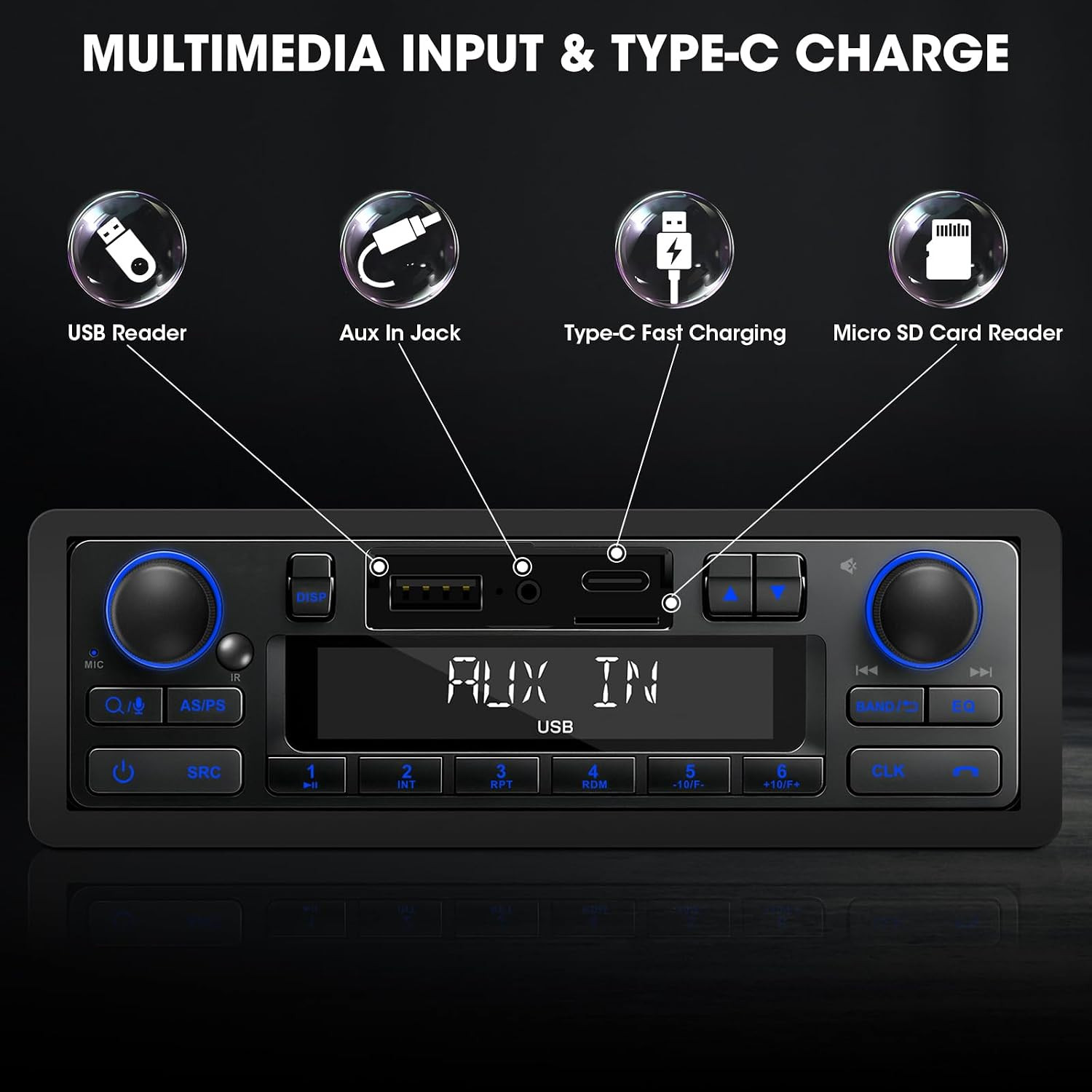 Single Din Retro Bluetooth Radio: European Style Stereo for Classic Cars | HD LC