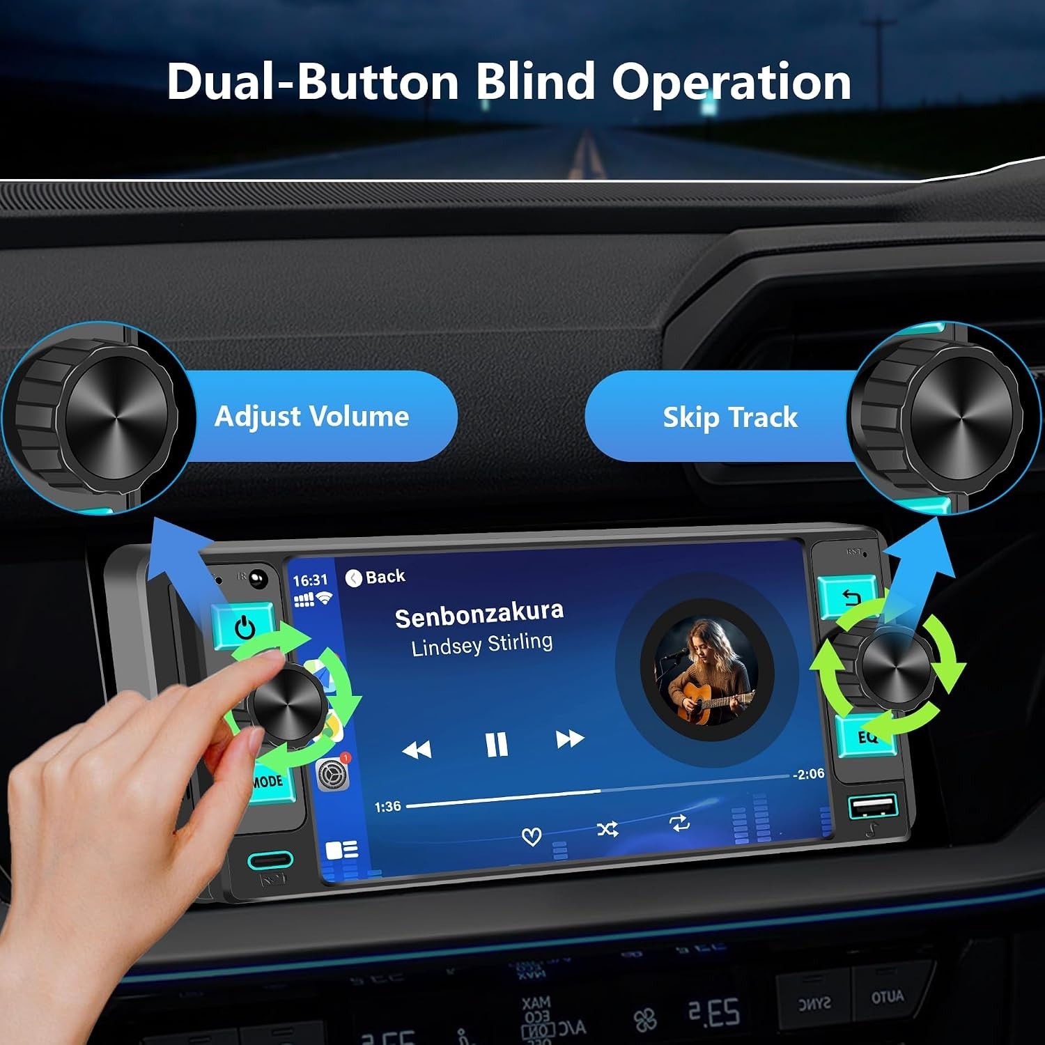 Power Acoustic Single DIN 6.5″ Touchscreen Car Stereo Apple Carplay