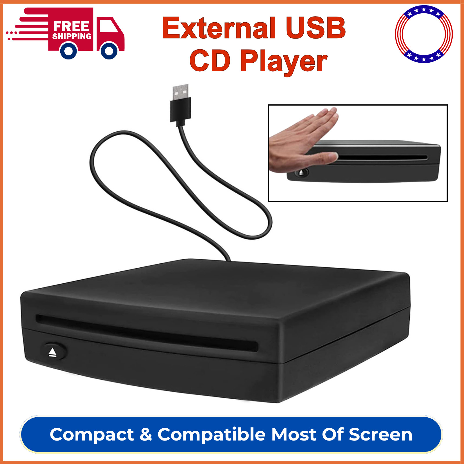 External USB Car Universal CD Player, Vehicle CD Player For Car Via USB Radio