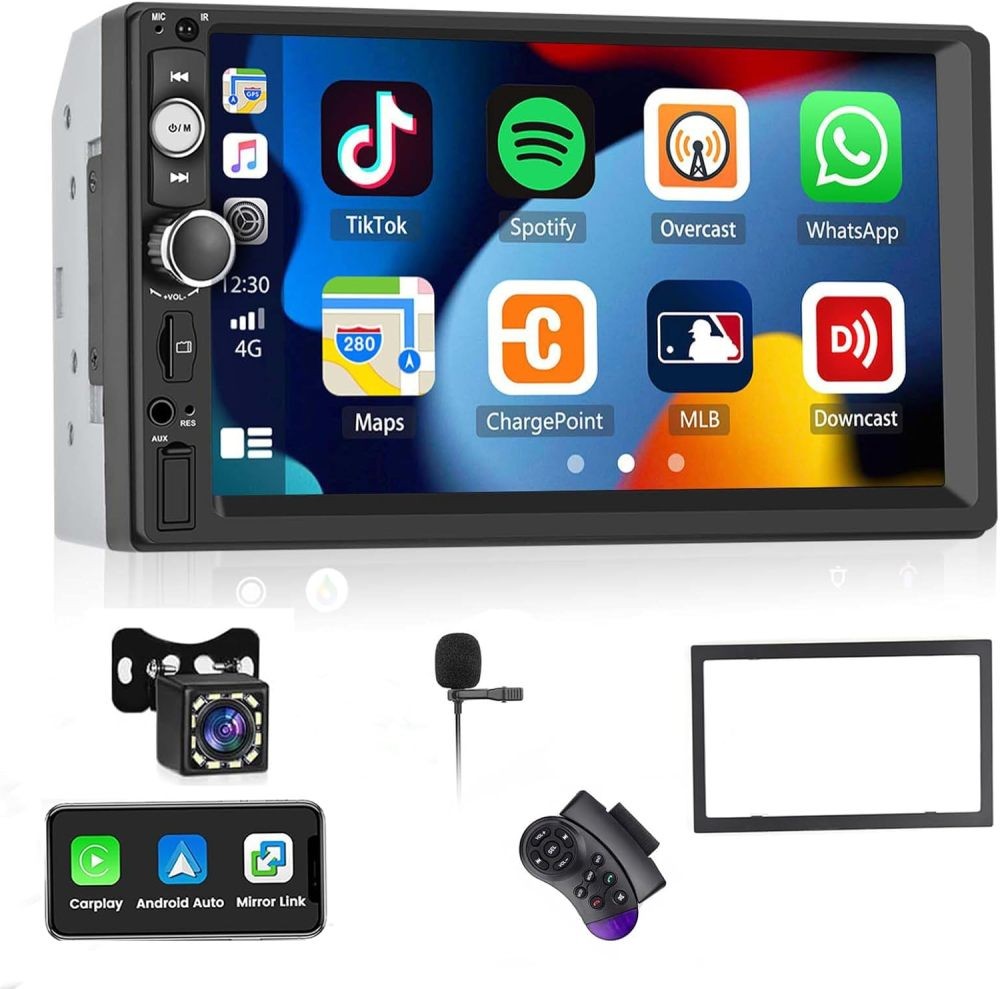 Double Din Car Stereo Radio Apple CarPlay Android Auto BT Touch Screen Head Unit