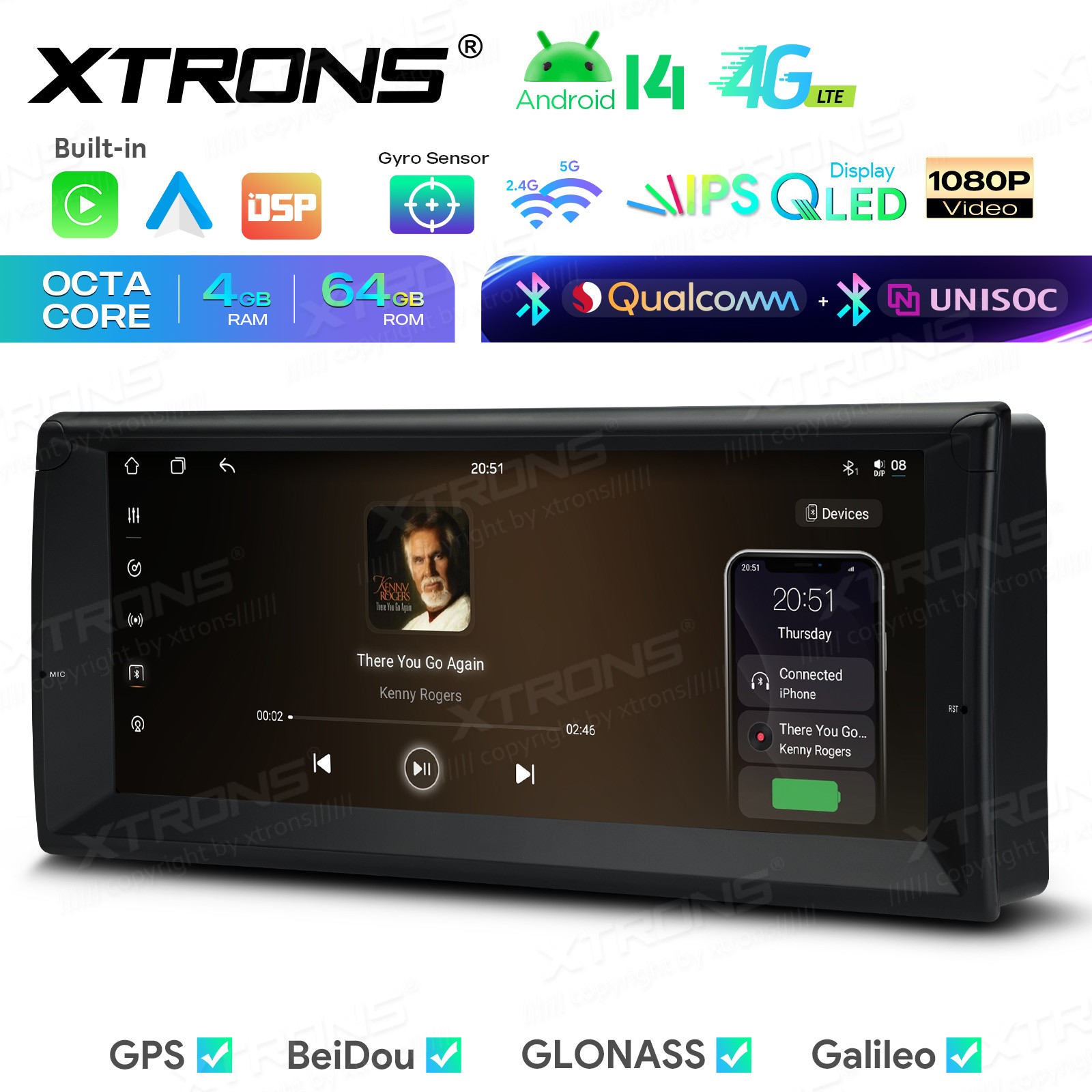 Android 14 Car Stereo For BMW E39 M5 E38 10.25″ QLED 4G 64G CarPlay Android Auto
