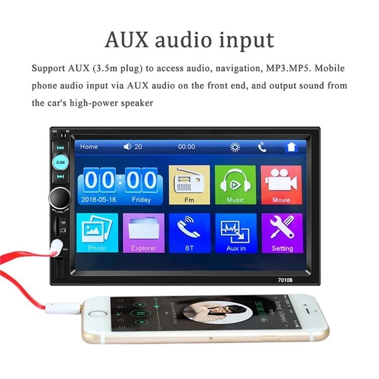 7inch Touch Screen Car Stereo Mp5 Player Bluetooth Hands- FM Radio USB AUX