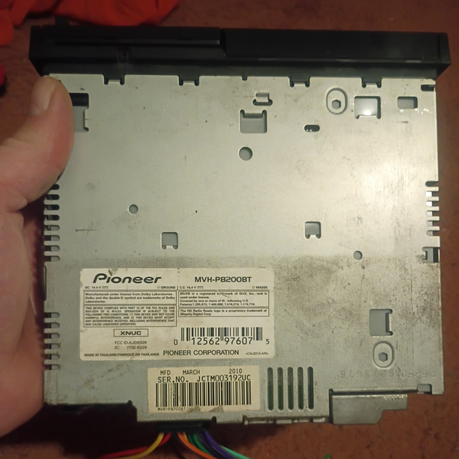 pioneer mvh-p8200bt in dash receiver/head unit. Tested works great. 3/2010 mfg