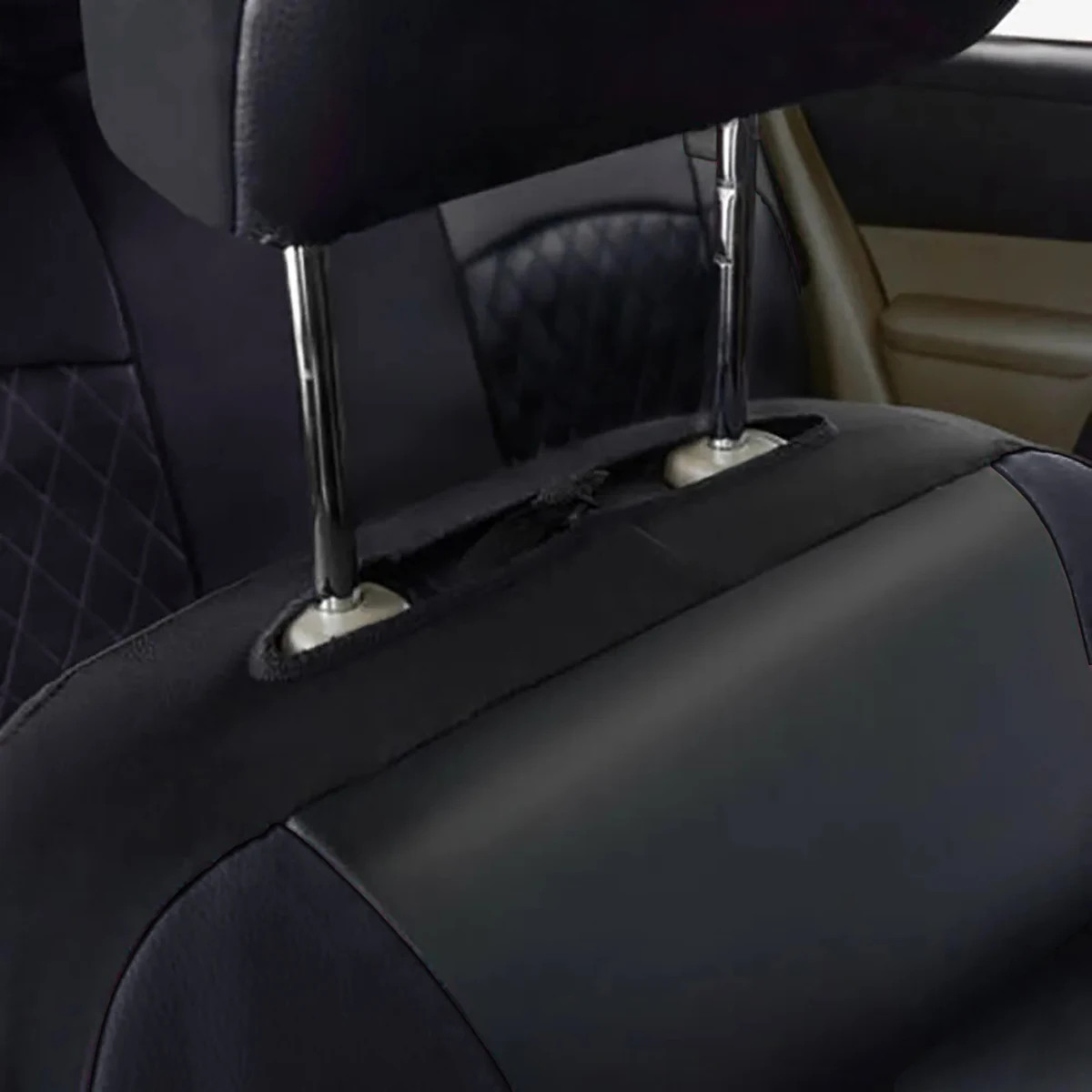Universal Internal Seat Covers 4PCS All-Season Quilted Faux Leather Car Seat Cov