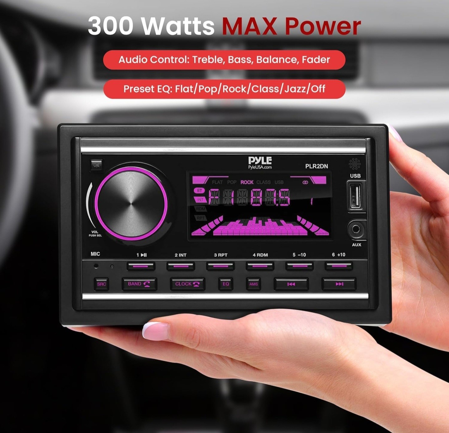 Pyle PLR2DN 2 DIN Stereo Receiver Power Amplifier Bluetooth USB AUX AM/FM Remote