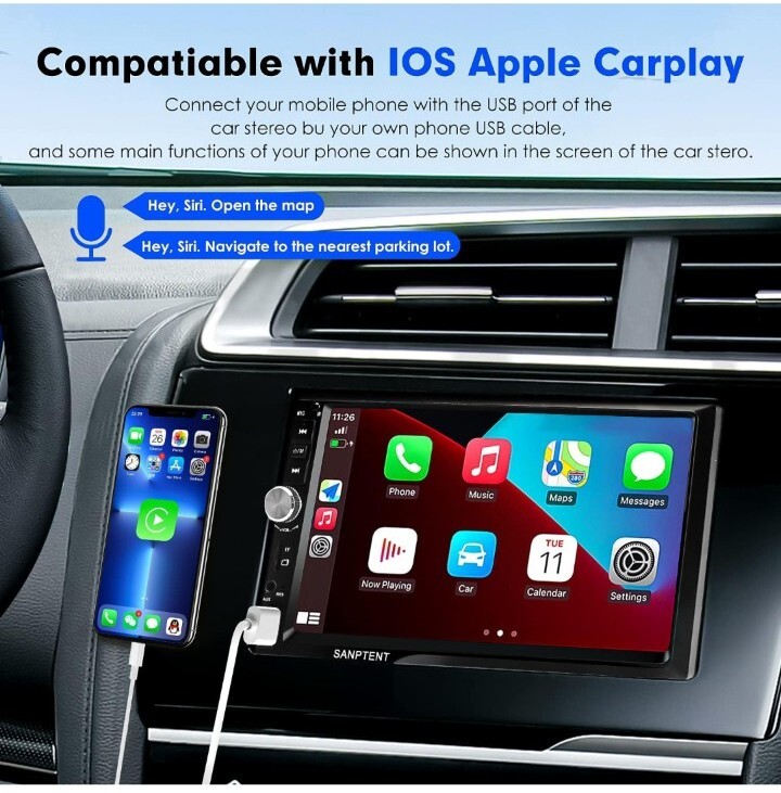 Snaptent 7660 7 Inch HD Touchscreen Car Stereo BT/AM/FM/MP5/Review Camera