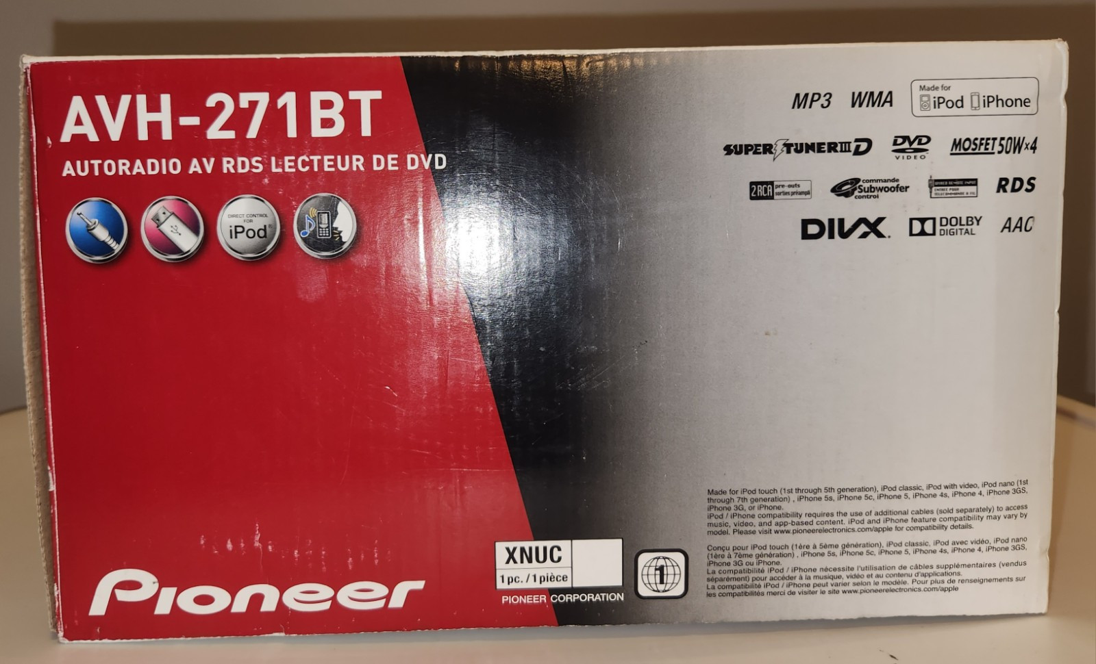 Pioneer AVH-271BT DVD RDS AV Receiver Aux USB IPod IPhone Bluetooth Radio NEW