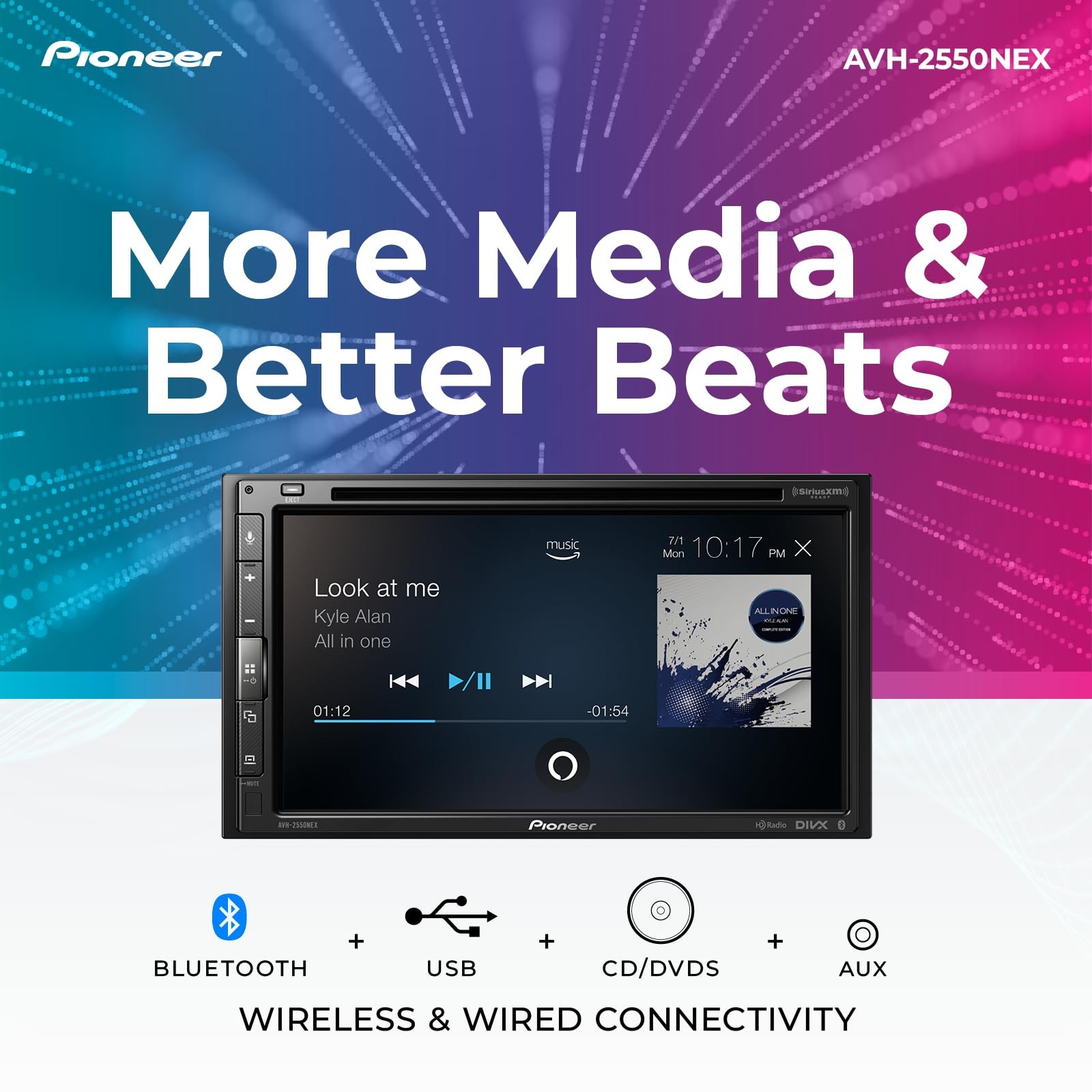 Pioneer AVH-2550NEX 6.8″ Car Stereo + LPCAM2PROHD Backup Camera | Apple CarPlay