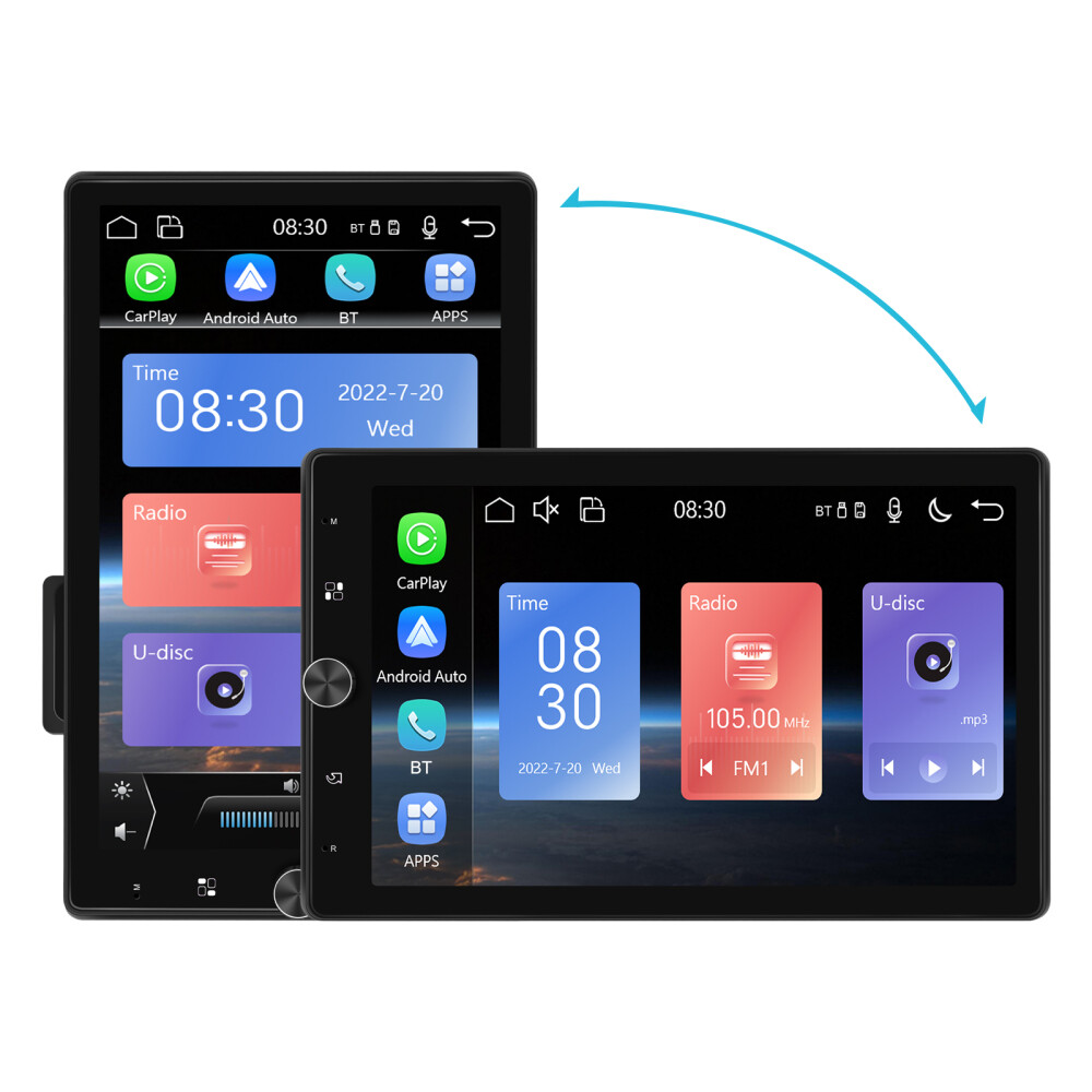 10.4″ Single 1 Din Touch Screen Car Stereo Wireless Carplay Android Auto Radio