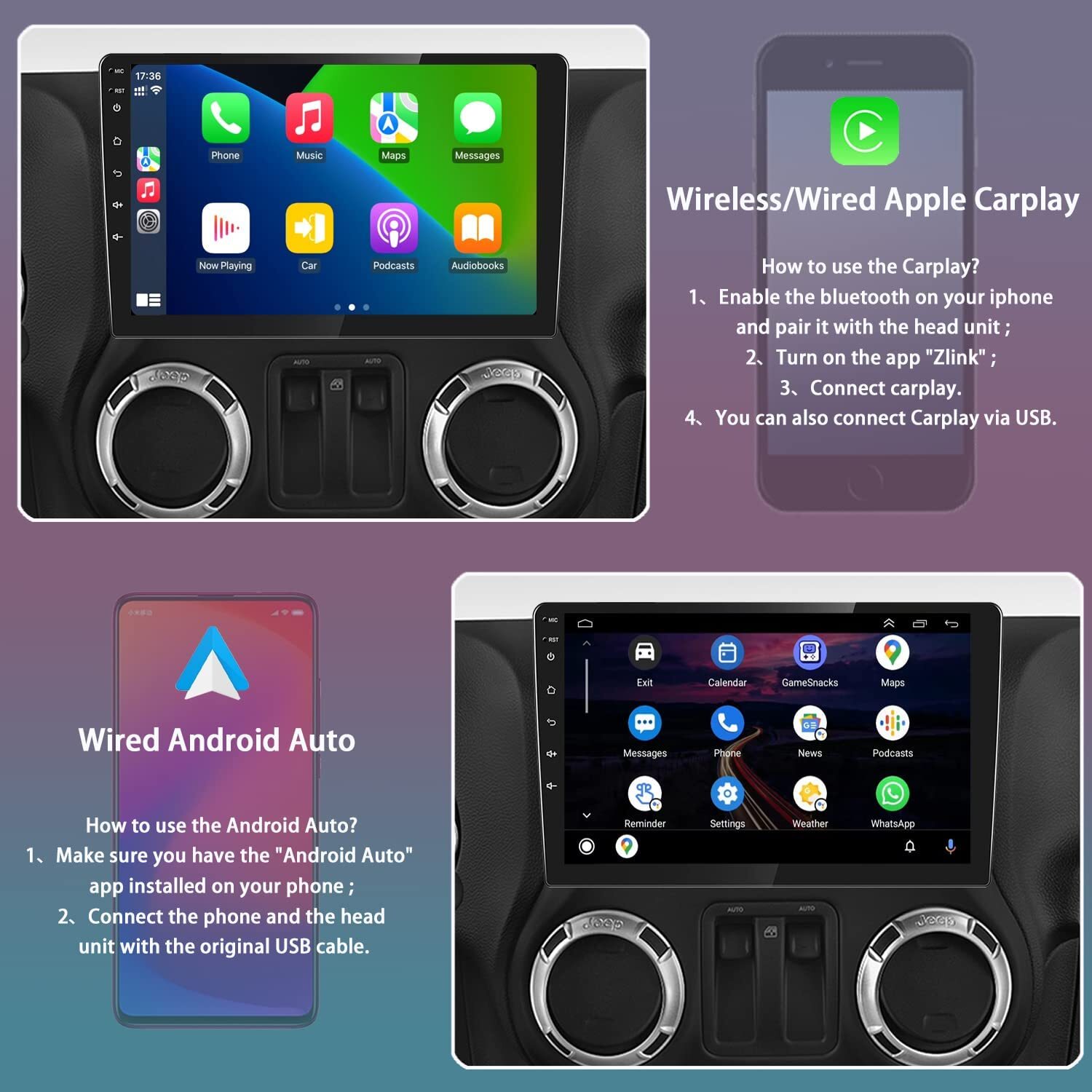 EVONAVI 10″ Car Radio Head Unit ~ GPS Carplay Android ~ Jeep Dodge Ram *3798A7E