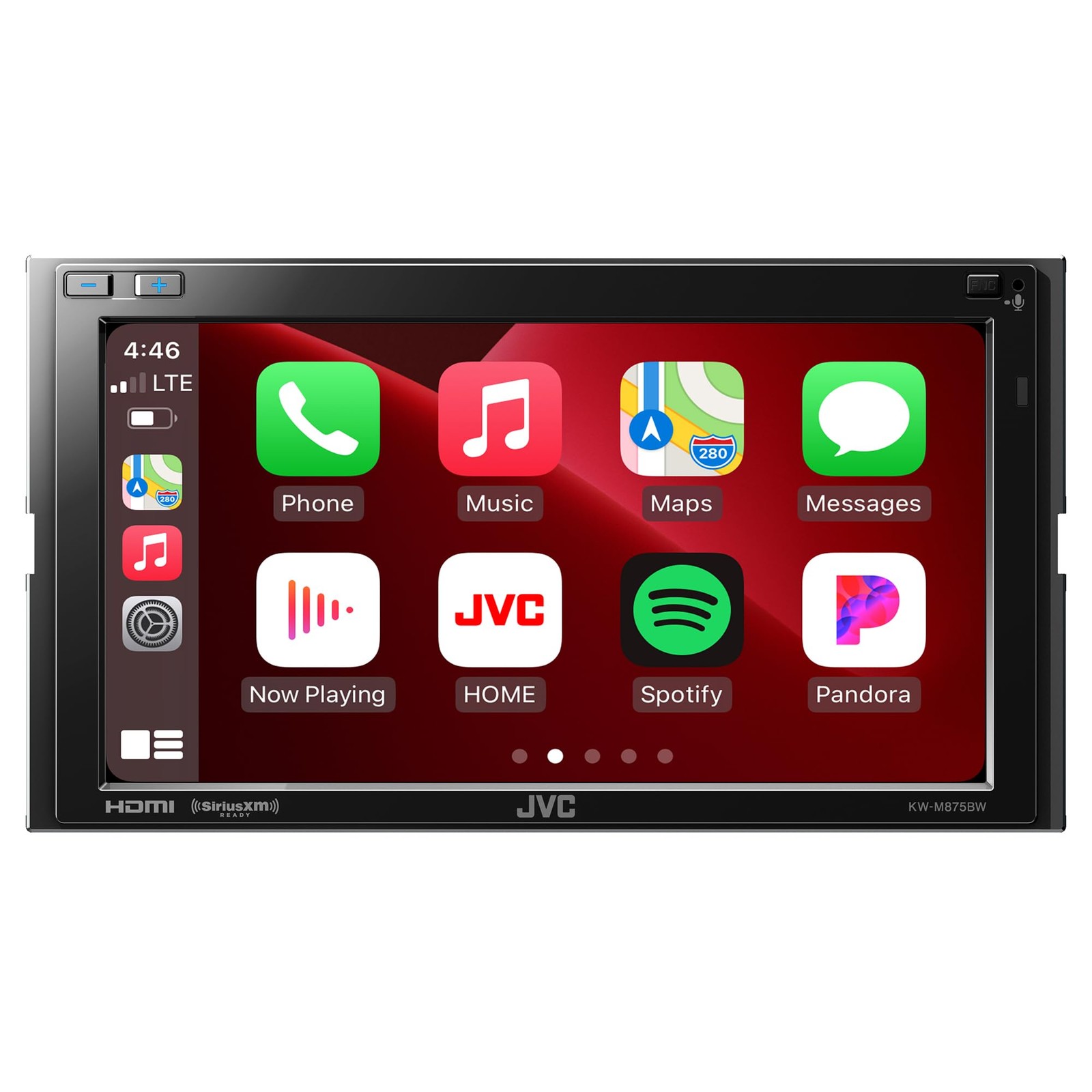 JVC KW-M875BW 2-DIN Car Stereo Receiver Wireless Apple CarPlay 13-Band EQ Radio
