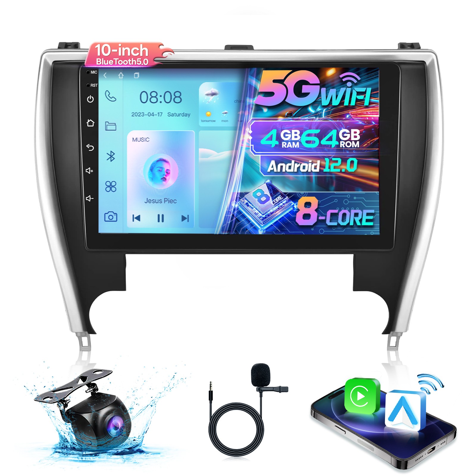 64G for Toyota Camry 2015-2017 Android Auto Car Stereo GPS Carplay Radio Camera