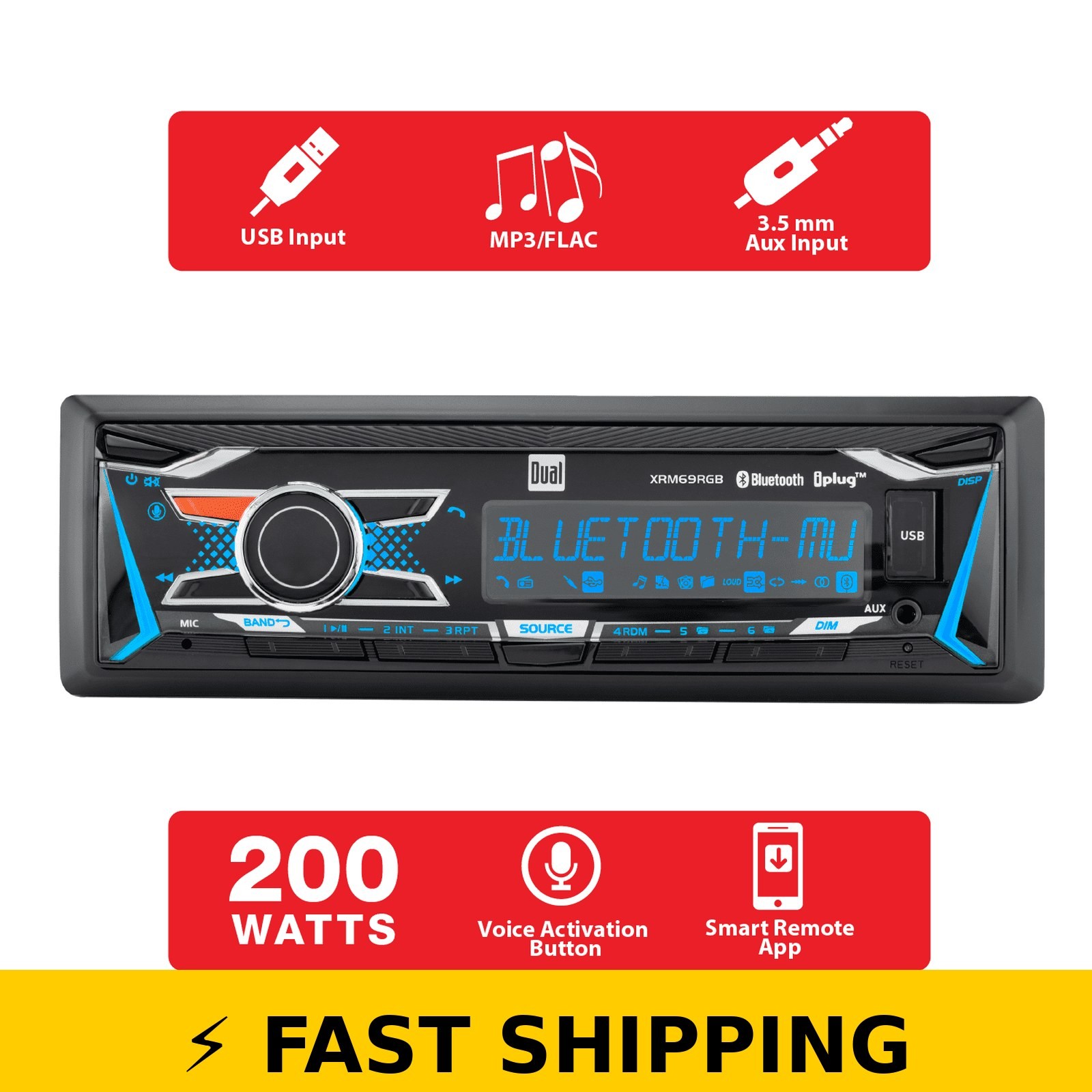 Dual XRM69RGB Single DIN Stereo | Bluetooth | RGB Colors