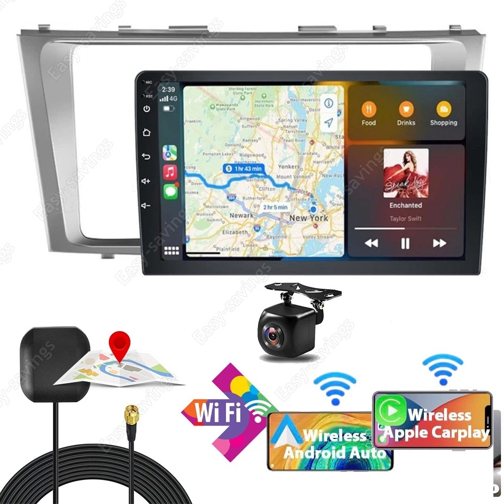 9″ Android 15 Carplay Car Stereo Radio GPS Navi WiFi For Toyota Camry 2007-2011