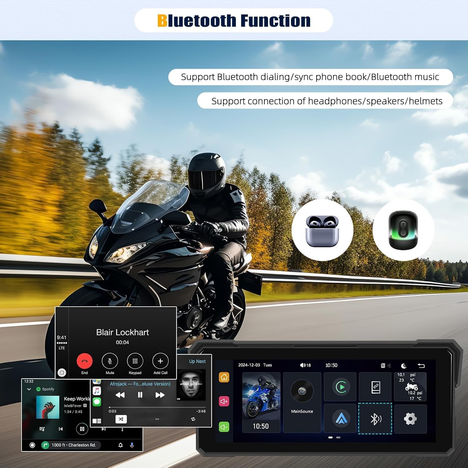 8.1 Inch IPS Waterproof Portable CarPlay Screen for Motorcycle with Wireless …