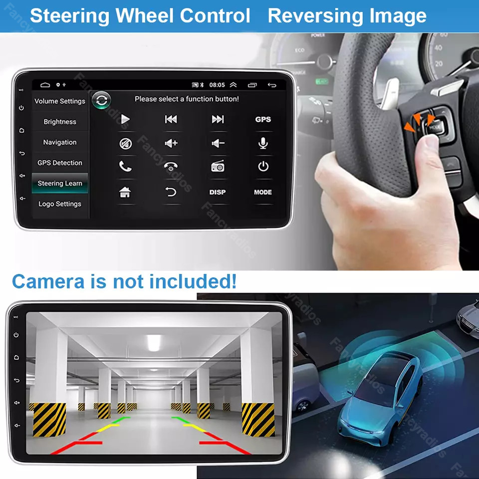 2 DIN Android 13 Apple CarPlay GPS WiFi Car Stereo 10.1” Rotatable Screen Radio