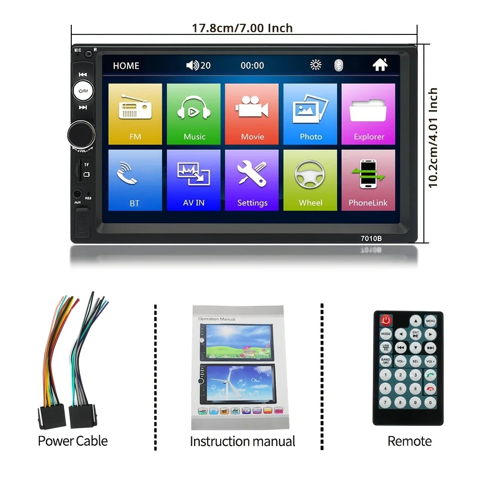 2Din for Mobile phone 7” Car MP5 Multimedia Player Rearview Camera BT FM TF USB