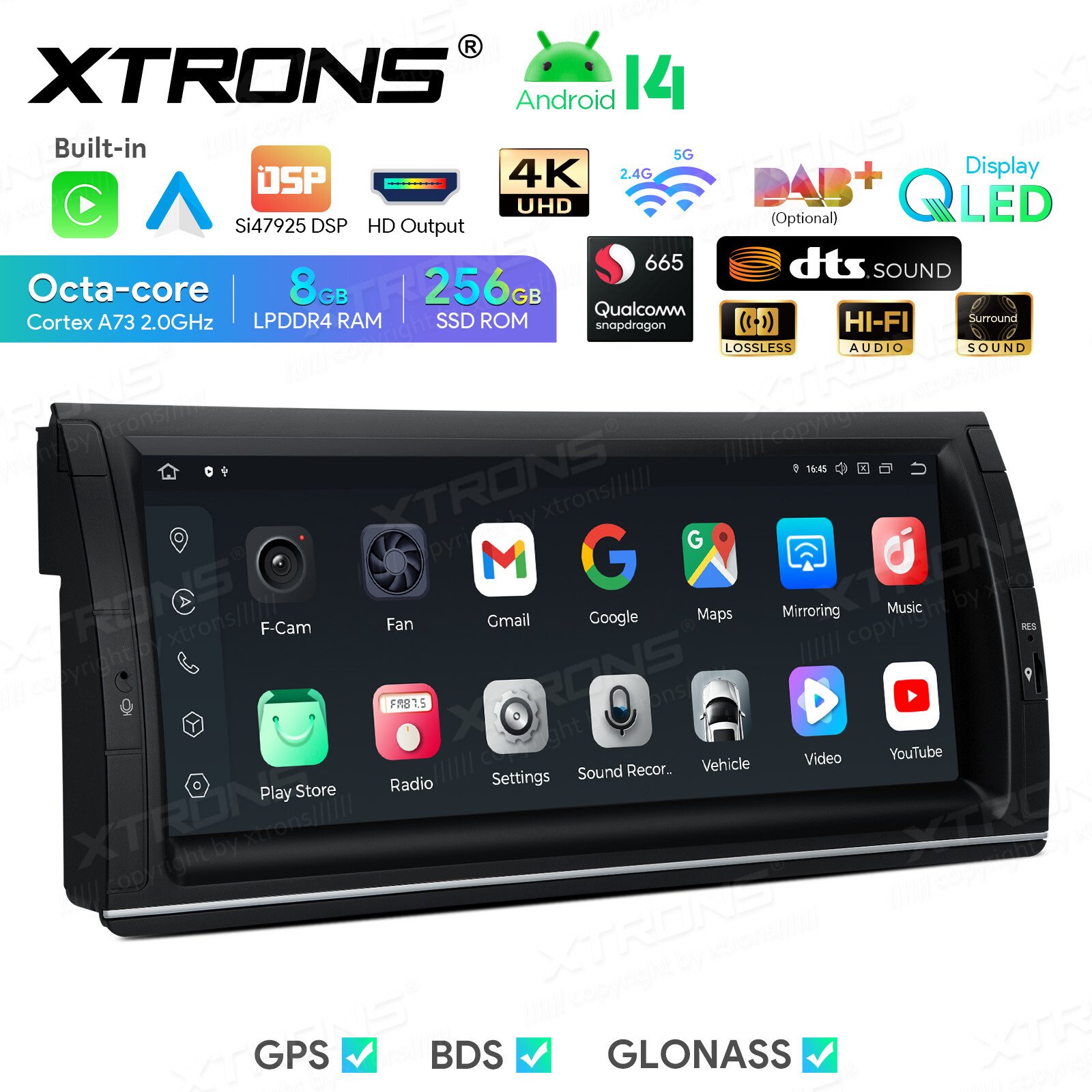 9″ QLED For BMW X5 E53 Android Qualcomm 8Core 256G Car Play GPS Radio Stereo Nav