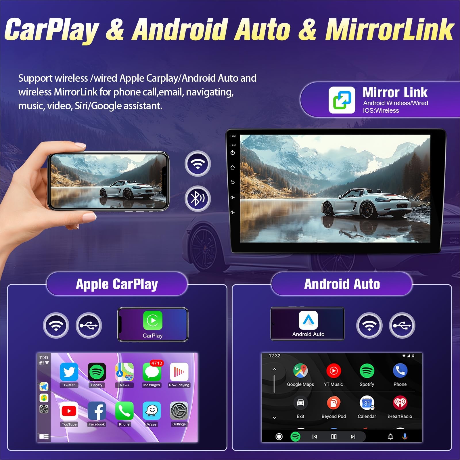 4Core 64G Carplay Radio Stereo Android 13 Screen For Toyota Corolla 2009-2013