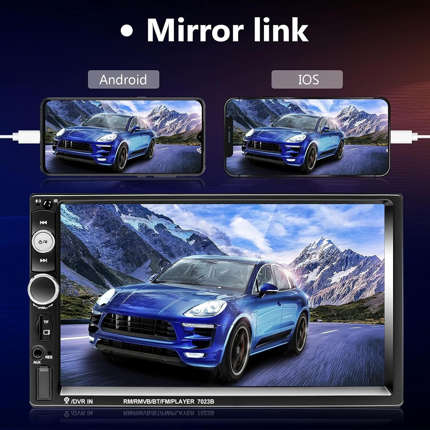 Multimedia Double Din Stereo: 7 Inch Touchscreen, Bluetooth & Phone Link Support