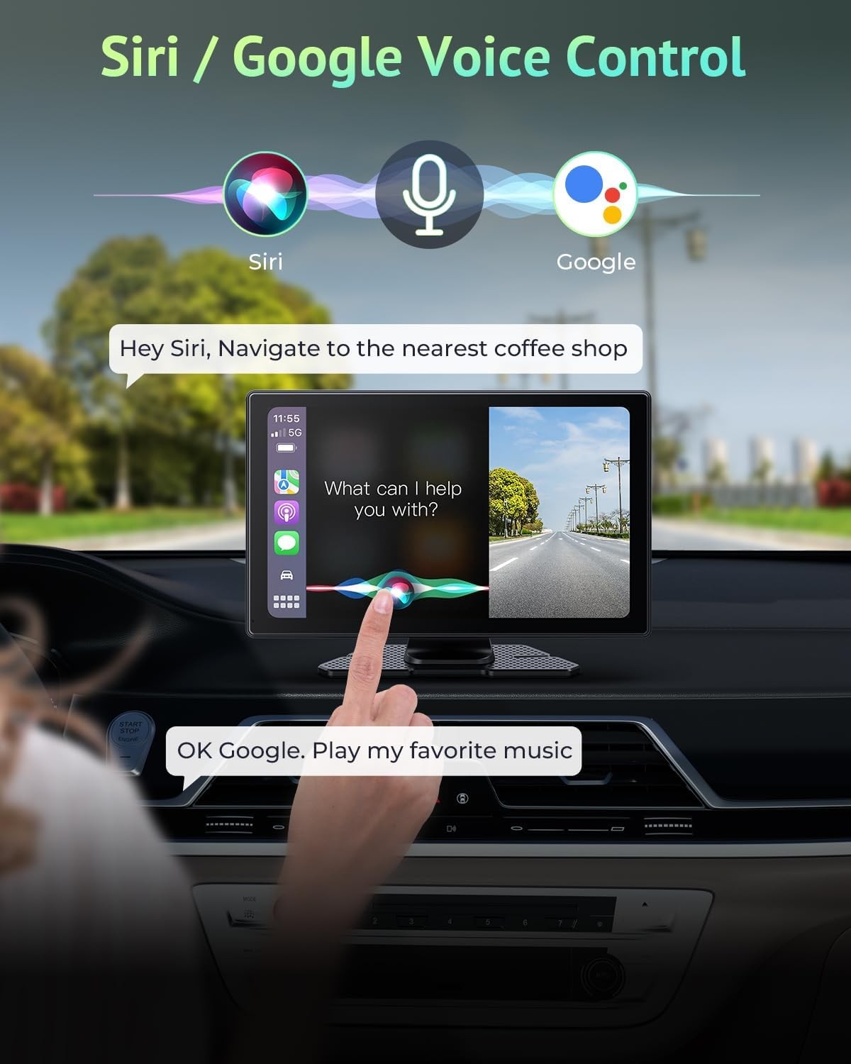 Carplay Screen 9in 4K Dash Cam Backup Camera GPS Navigation