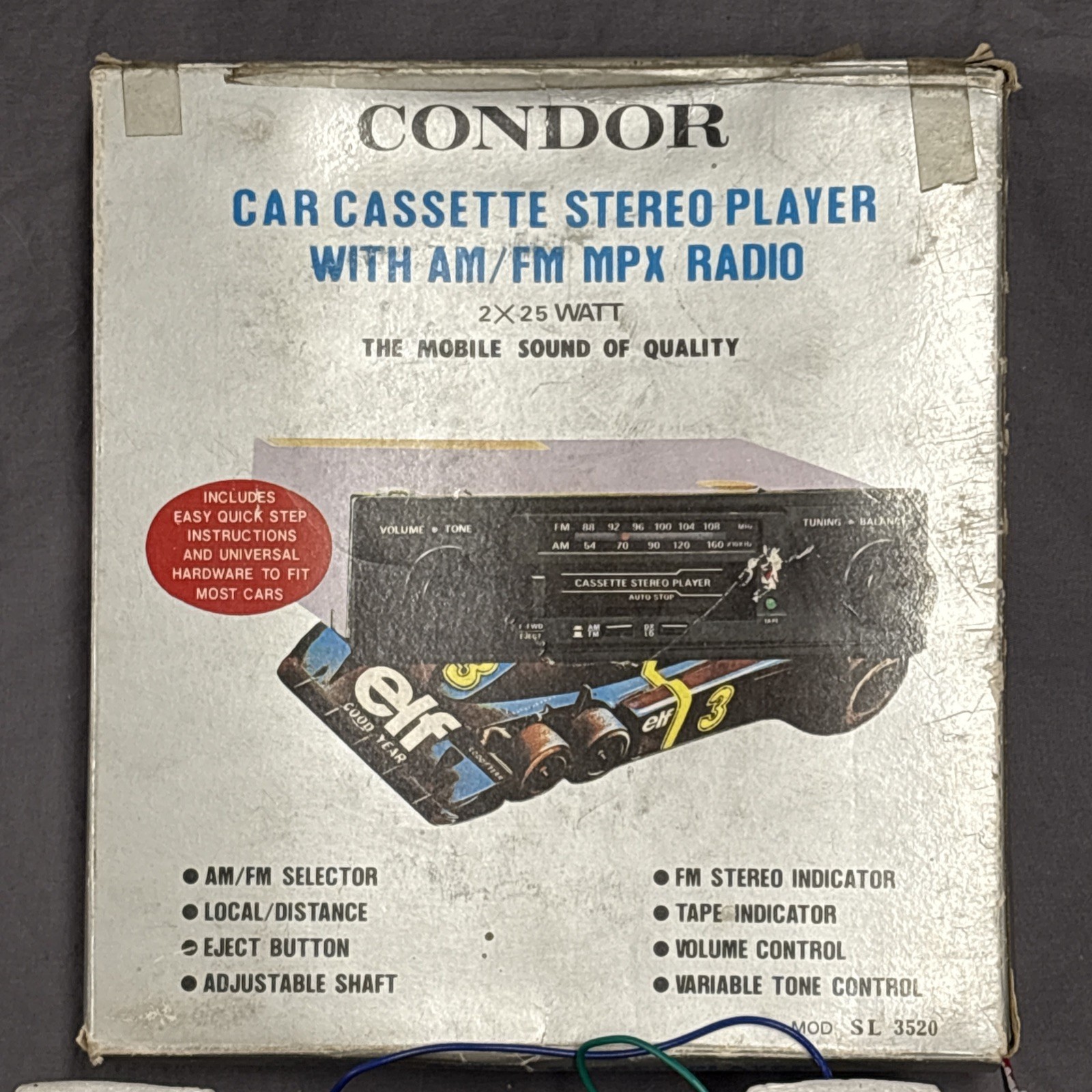 Condor Car Cassette Stereo Player AM/FM MPX Radio 2X25 Watt SL3520