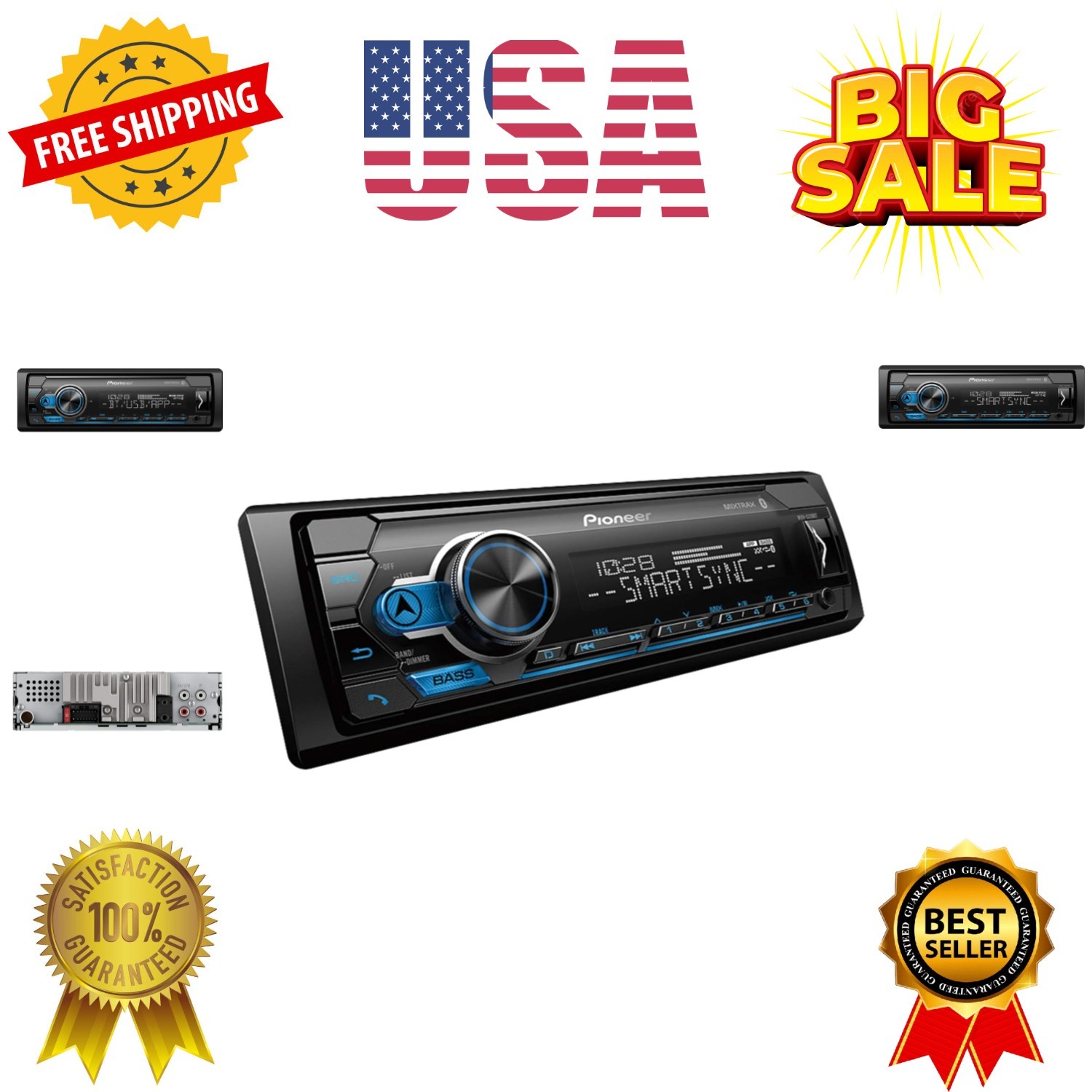 MVH-S310BT Single Din Built-In Bluetooth, MIXTRAX, USB, Auxiliary, Pandora, S…