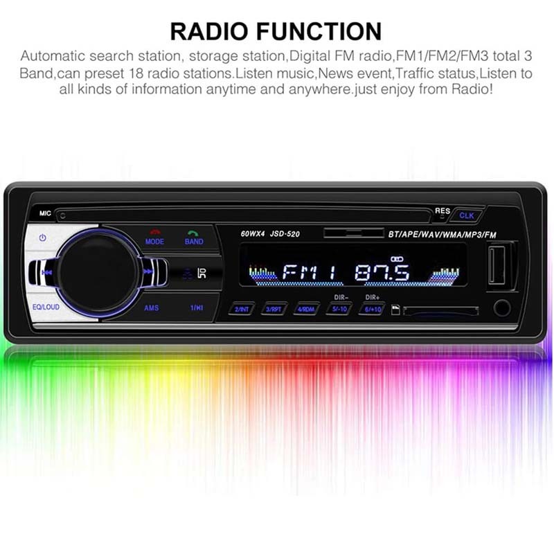 12V Bluetooth Car Stereo Audio In-Dash FM Receiver RDS USB AUX MP3 Radio Player
