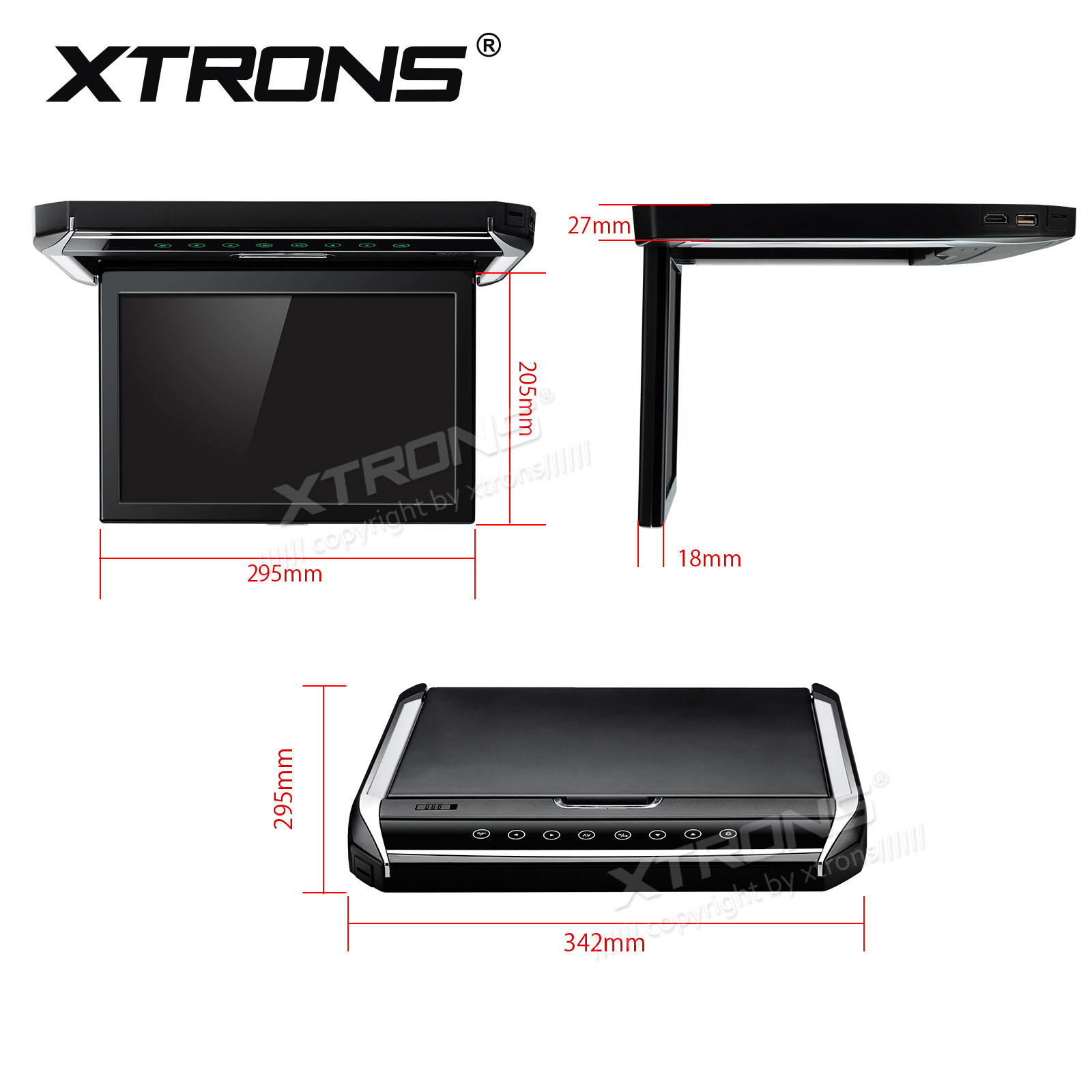 XTRONS 12.1″ Car Overhead Player Wide Screen 1080P Flip Down Roof Mount Monitor
