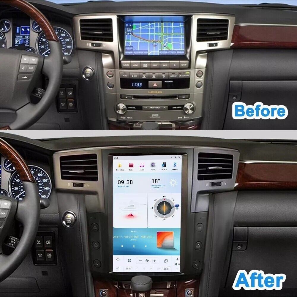 8+128GB 13.6″ Large Screen Car Stereo GPS Navi Carplay For Lexus LX570 2007-2015