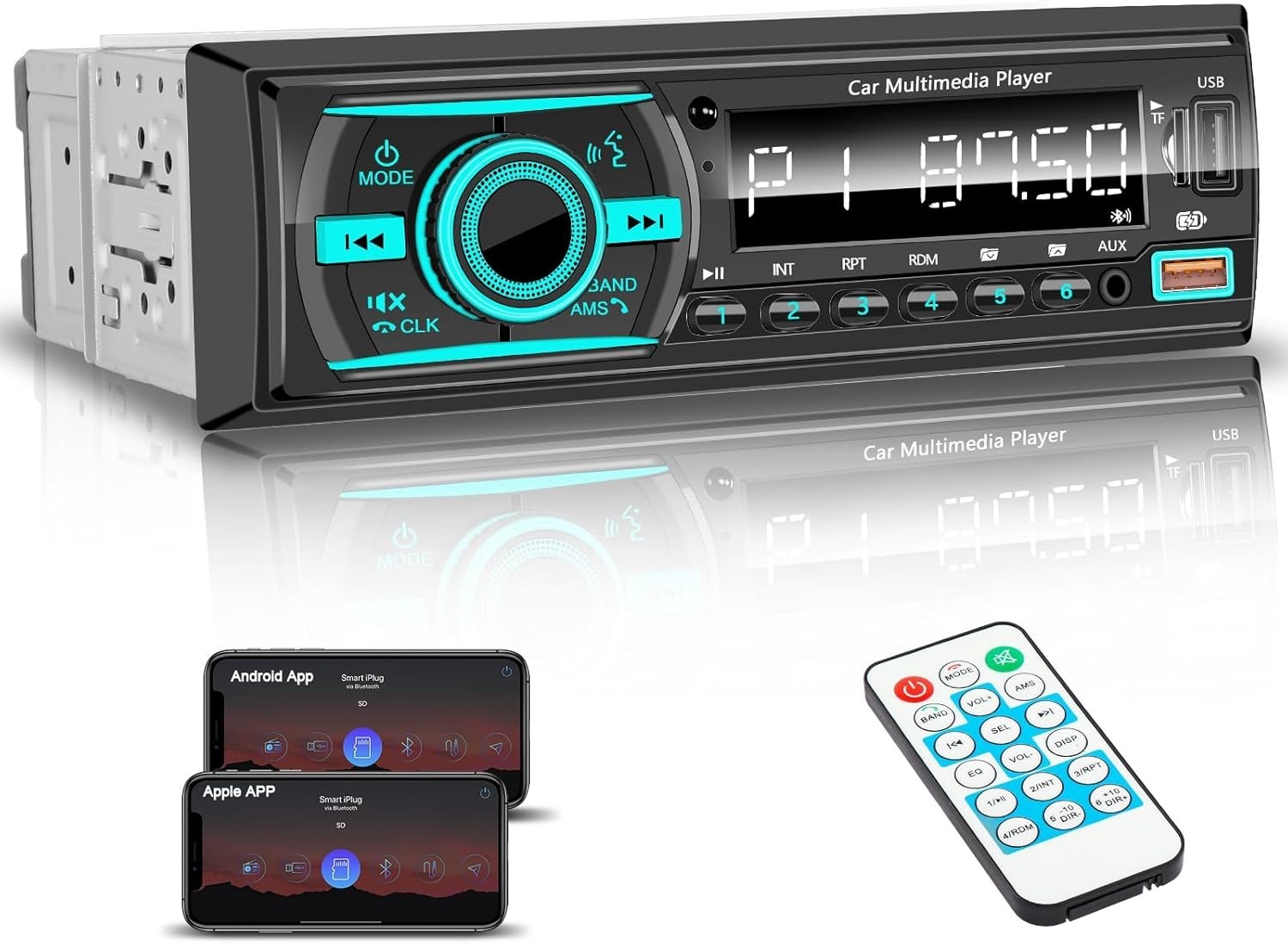 Car Stereo Bluetooth Single Din Radio, Car Audio with Push to Talk Assistant,…