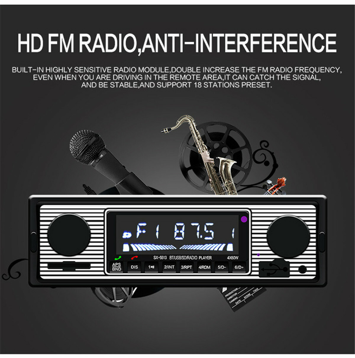 Radio Car Stereo In-dash MP3 Player Bluetooth USB/FM/SD/AUX Audio Remote Control