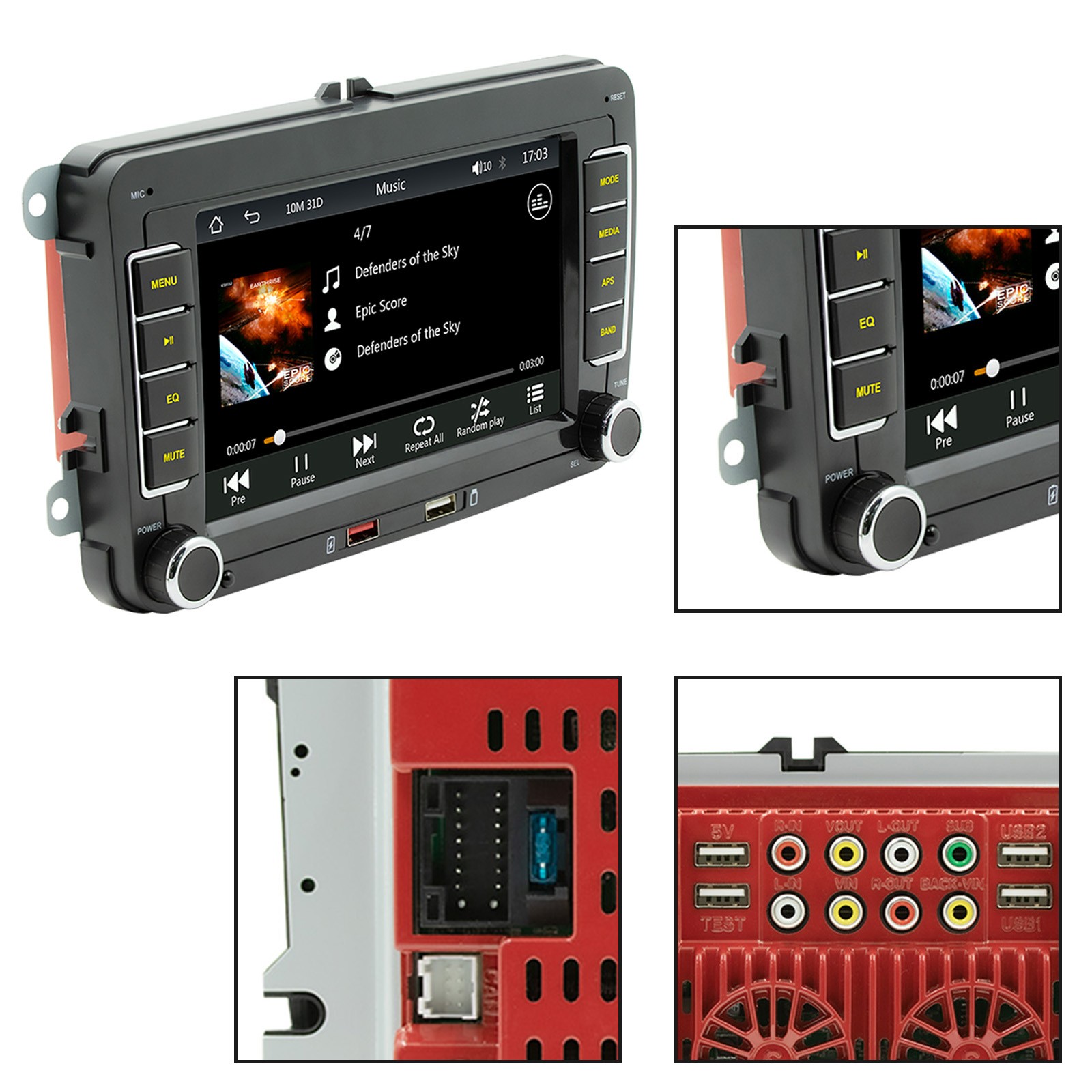 7″ Wireless Carplay Bluetooth Stereo Radio FM Car MP5 Player For Volkswagen Cars