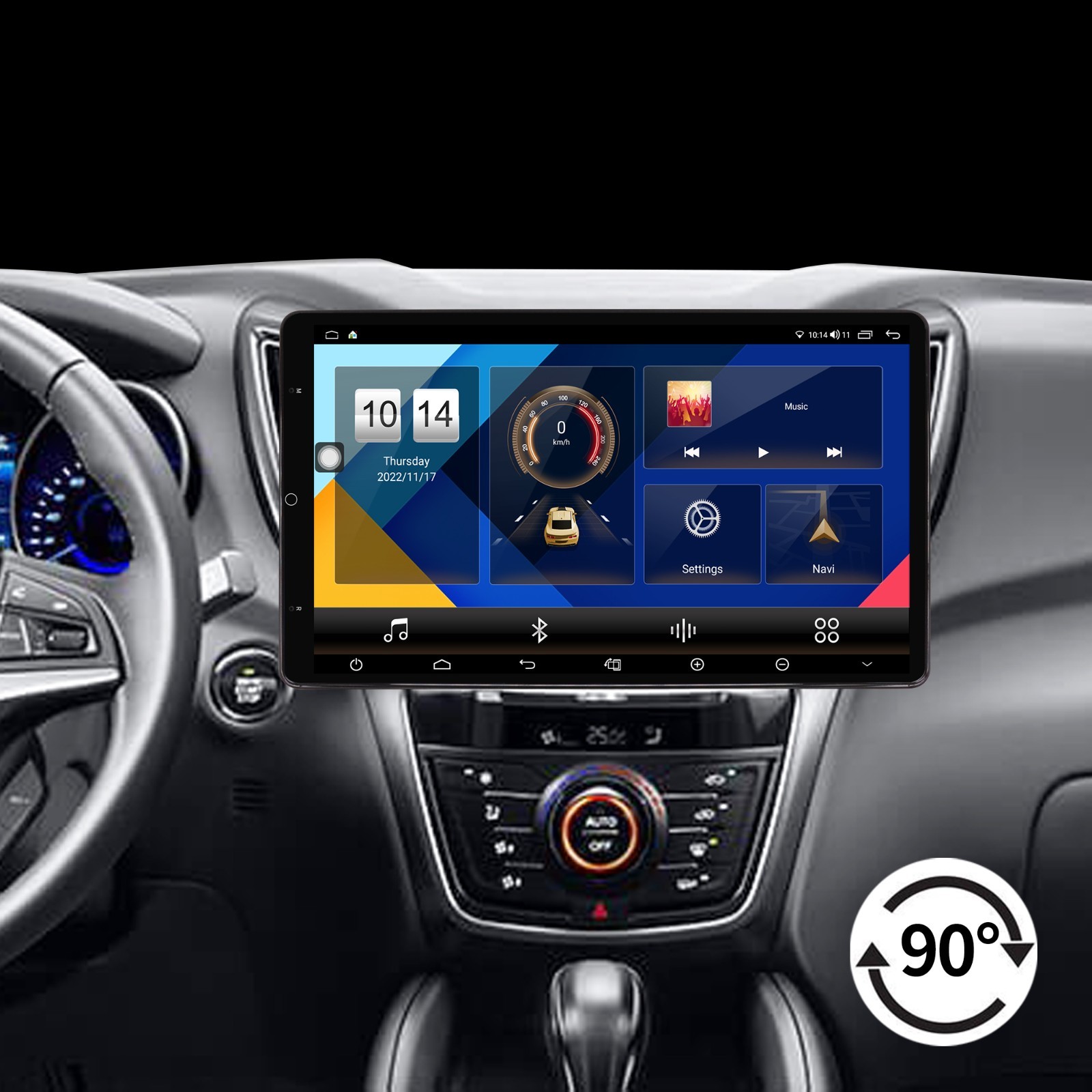 Rotatable Car Stereo Radio 2 DIN 13.3″ Touch Screen Android GPS Navi Wifi 128 GB