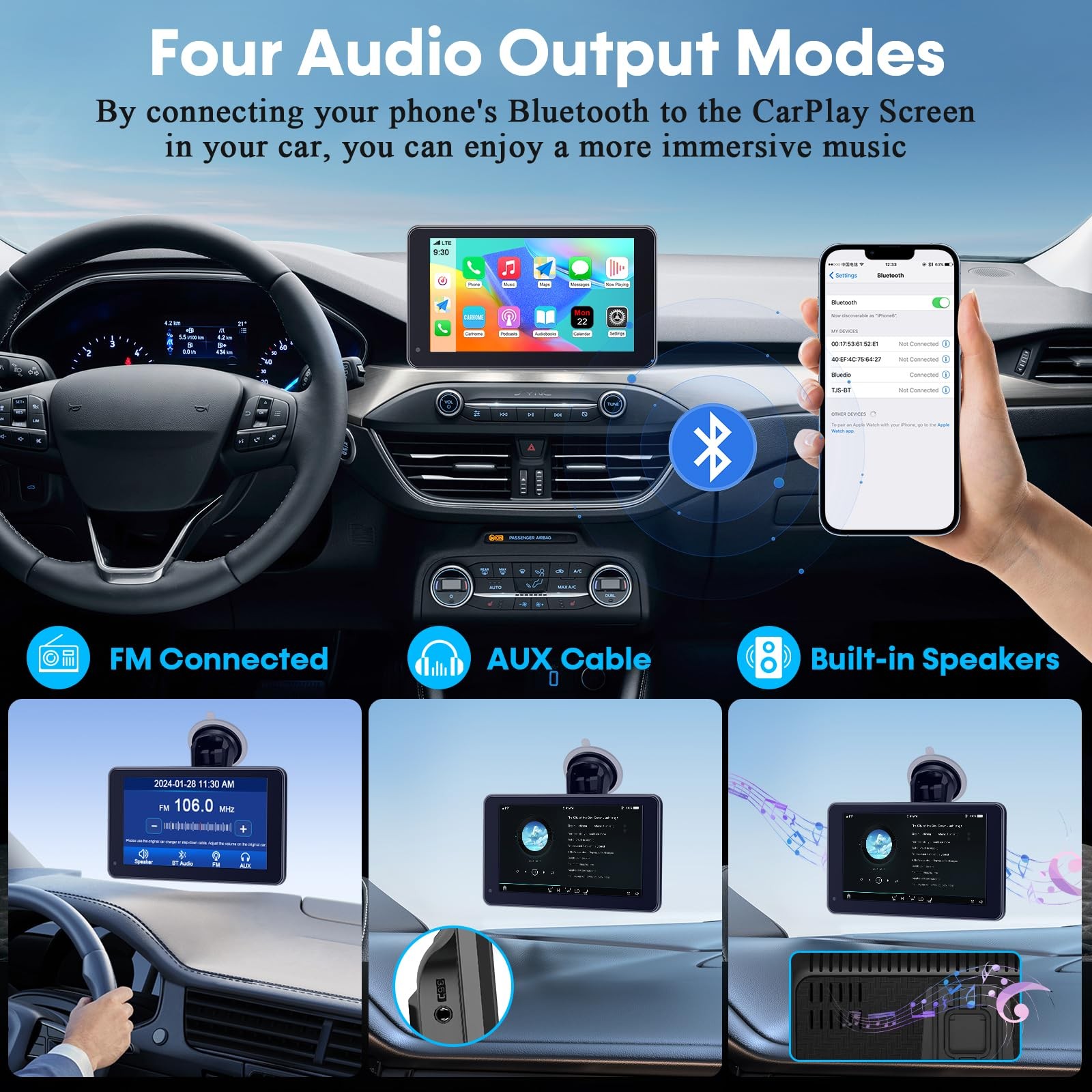 Pantalla Portatil De 7 Pulgadas Con Android Auto Y Navegacion GPS Lujo