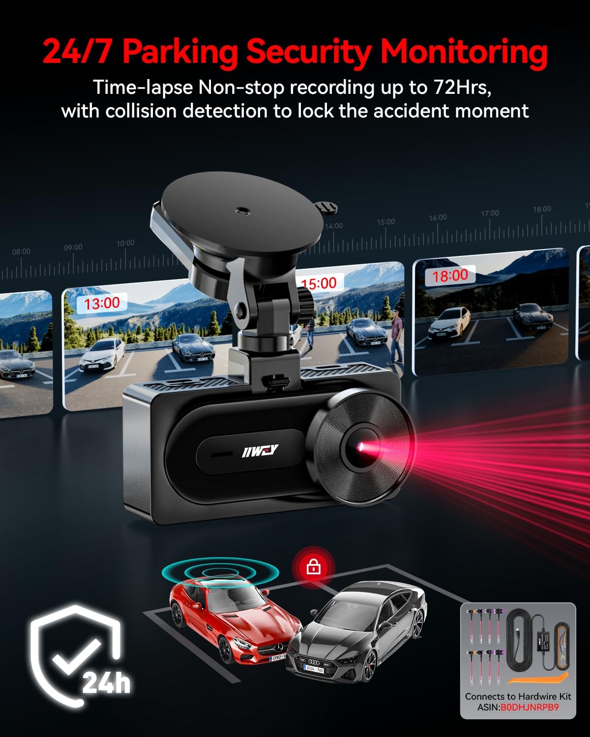 IIWEY 4K+4K Dash Cam Front+Rear, Dual STARVIS, 5G WiFi-6, 128GB SD, GPS, 24/7 PK