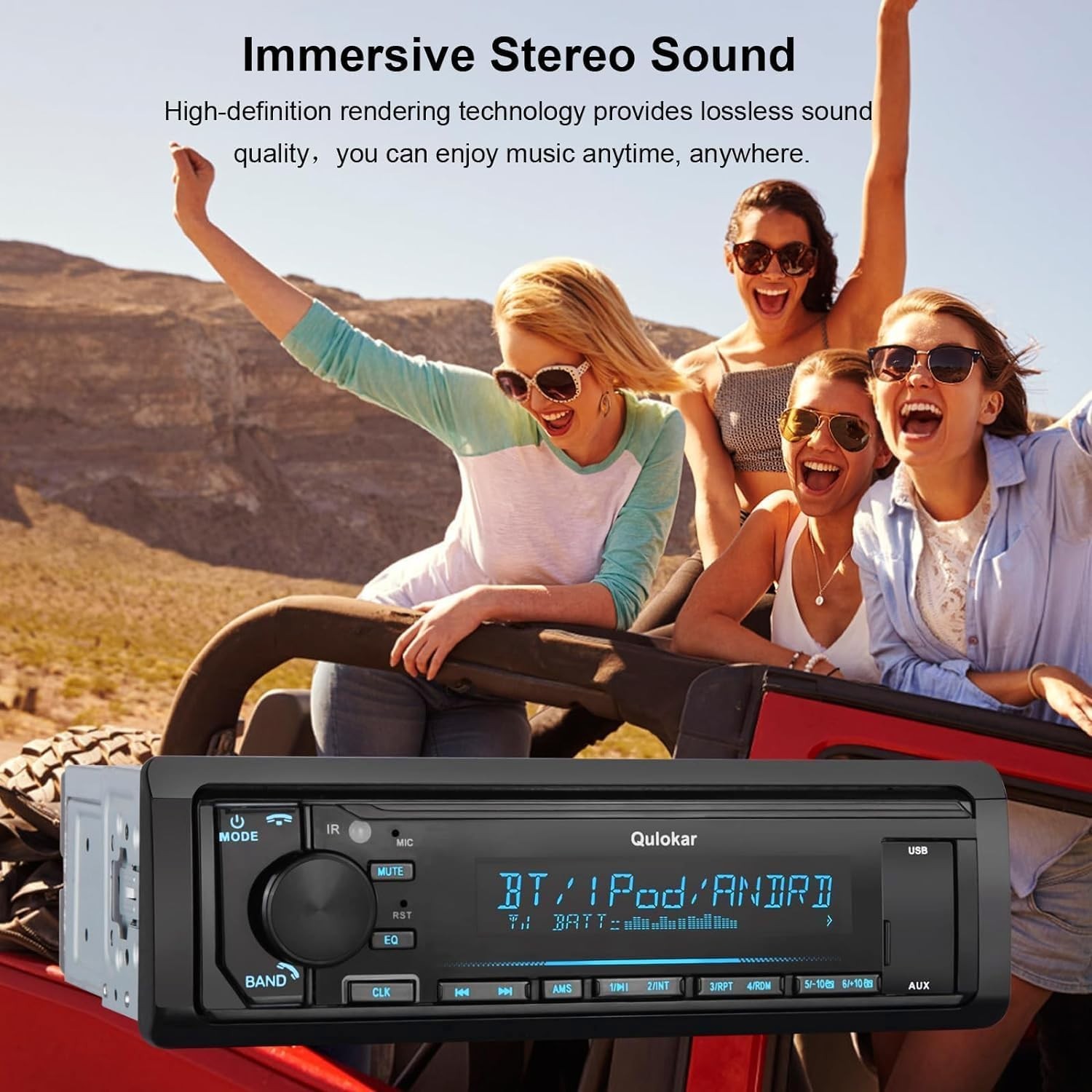 Single DIN Multimedia Car Stereo Radio,7 Character LCD,Bluetooth with Hands F…