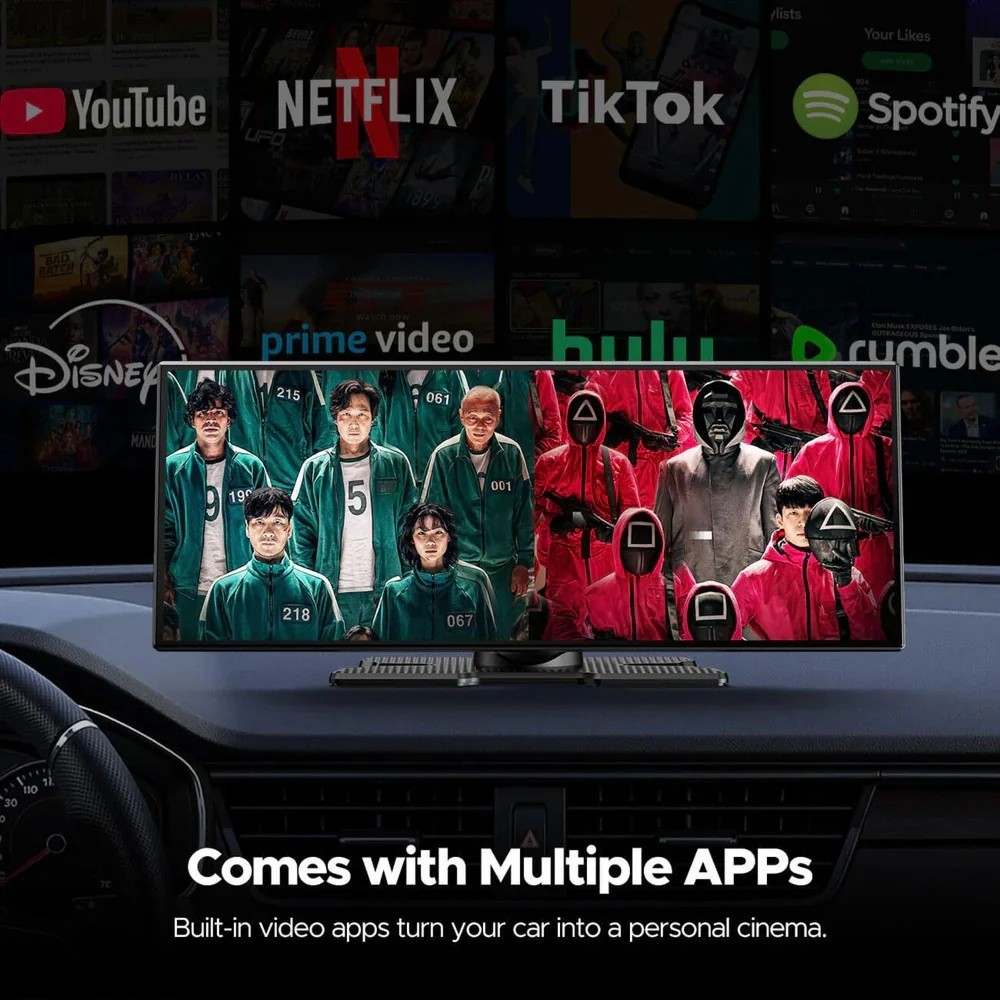 GetPairr 11.4″ Portable Car Screen Netflix YouTube Wireless CarPlay Android Auto